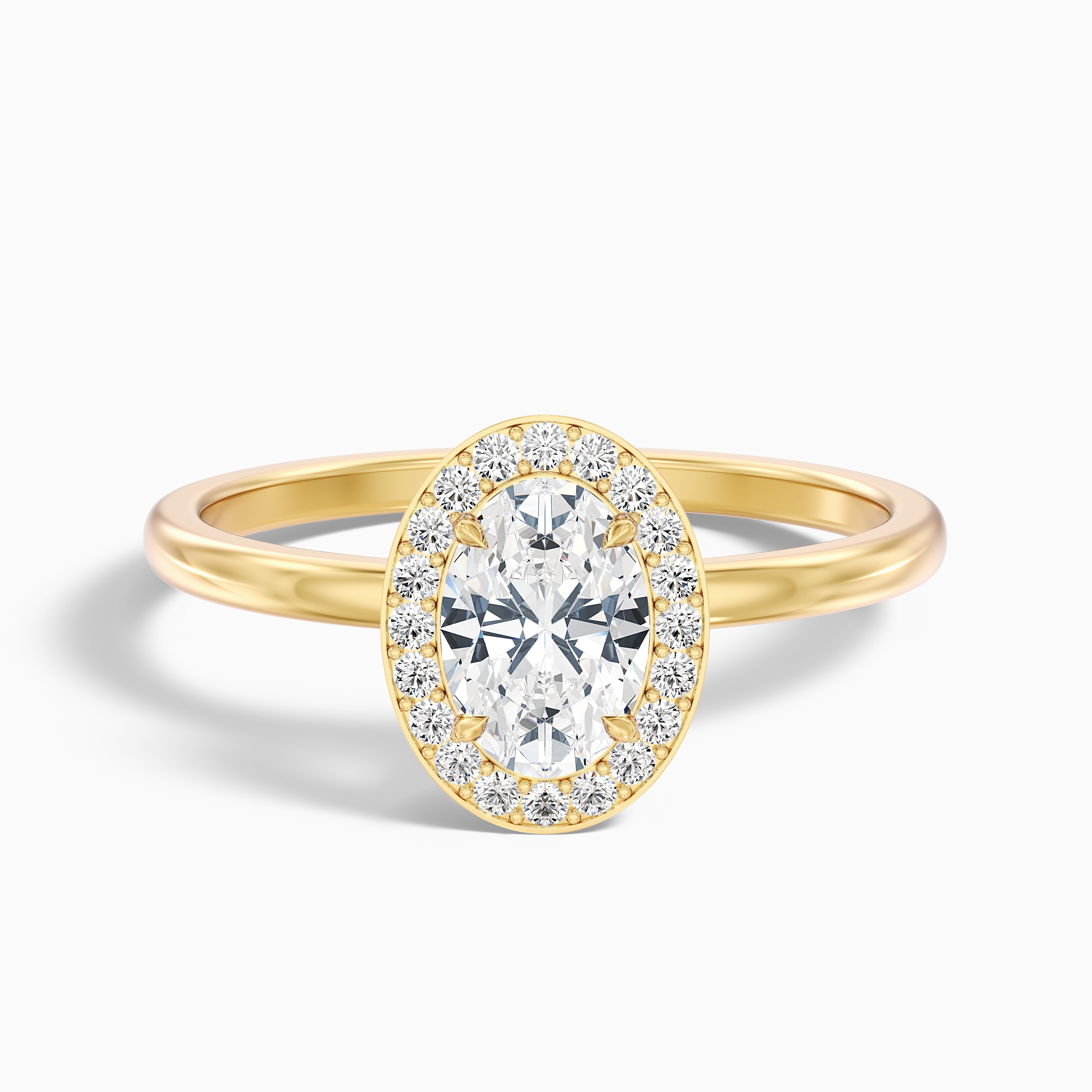 Joa 4 Carat Oval Halo Moissanite Engagement Ring in Platinum