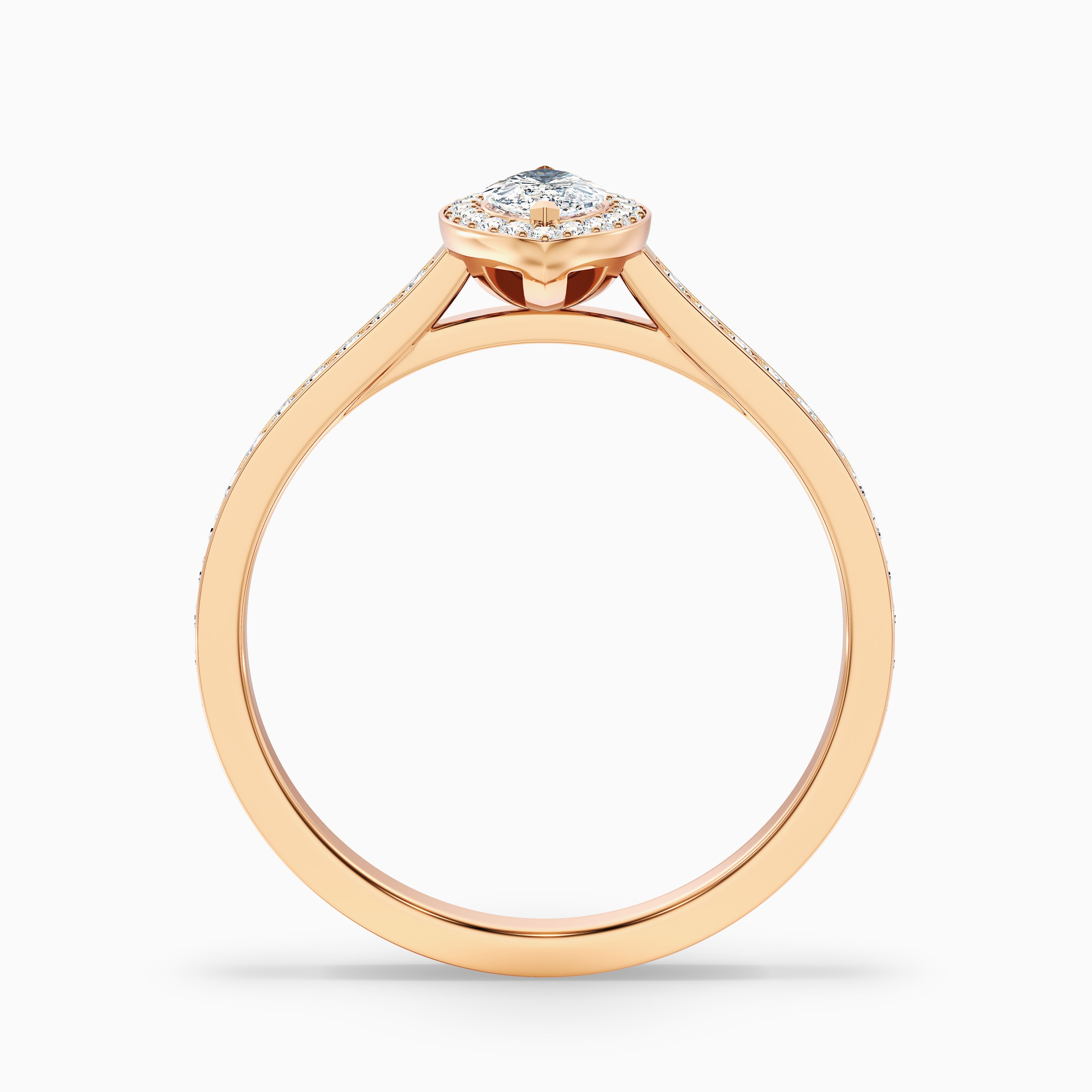 Ila 2.5 Carat Marquise Halo Pave Moissanite Engagement Ring in 14k Rose Gold