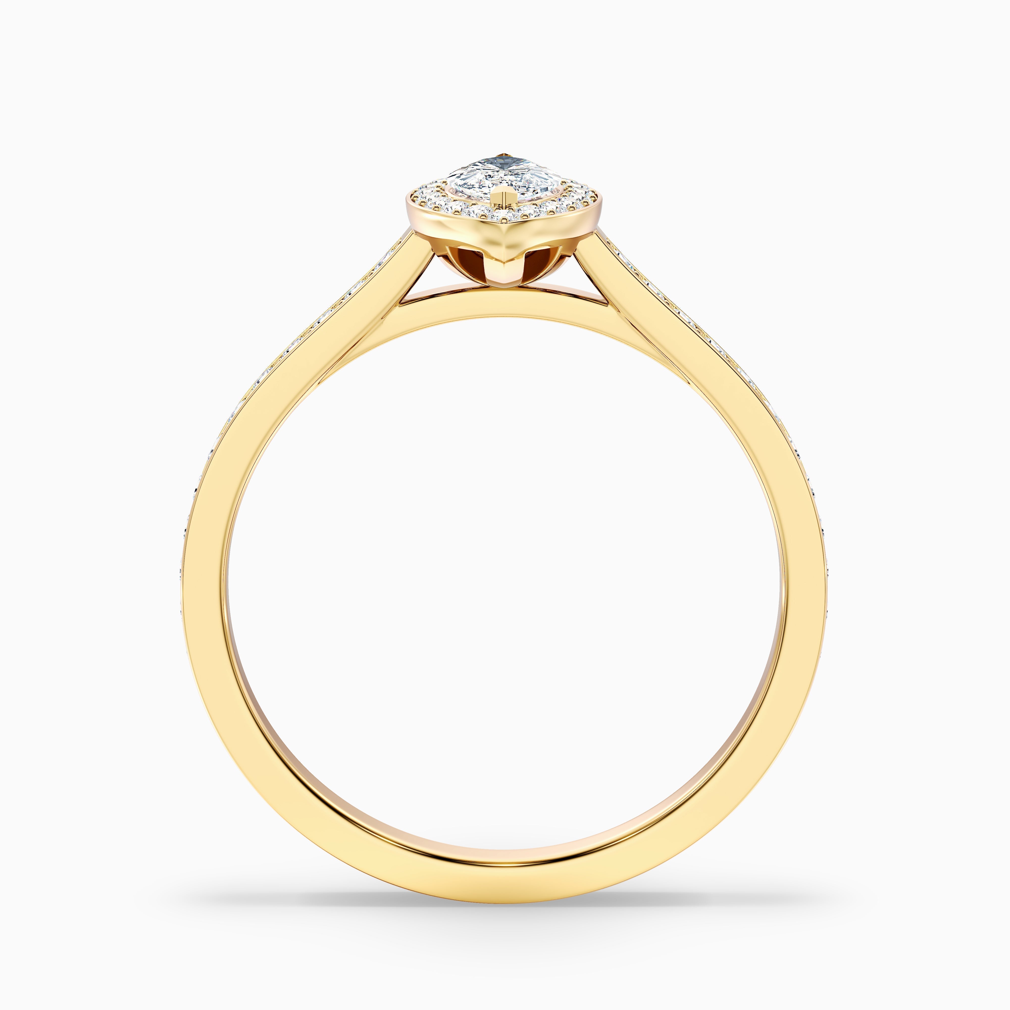 Ila 5 Carat Marquise Halo Pave Moissanite Engagement Ring in 18k Yellow Gold