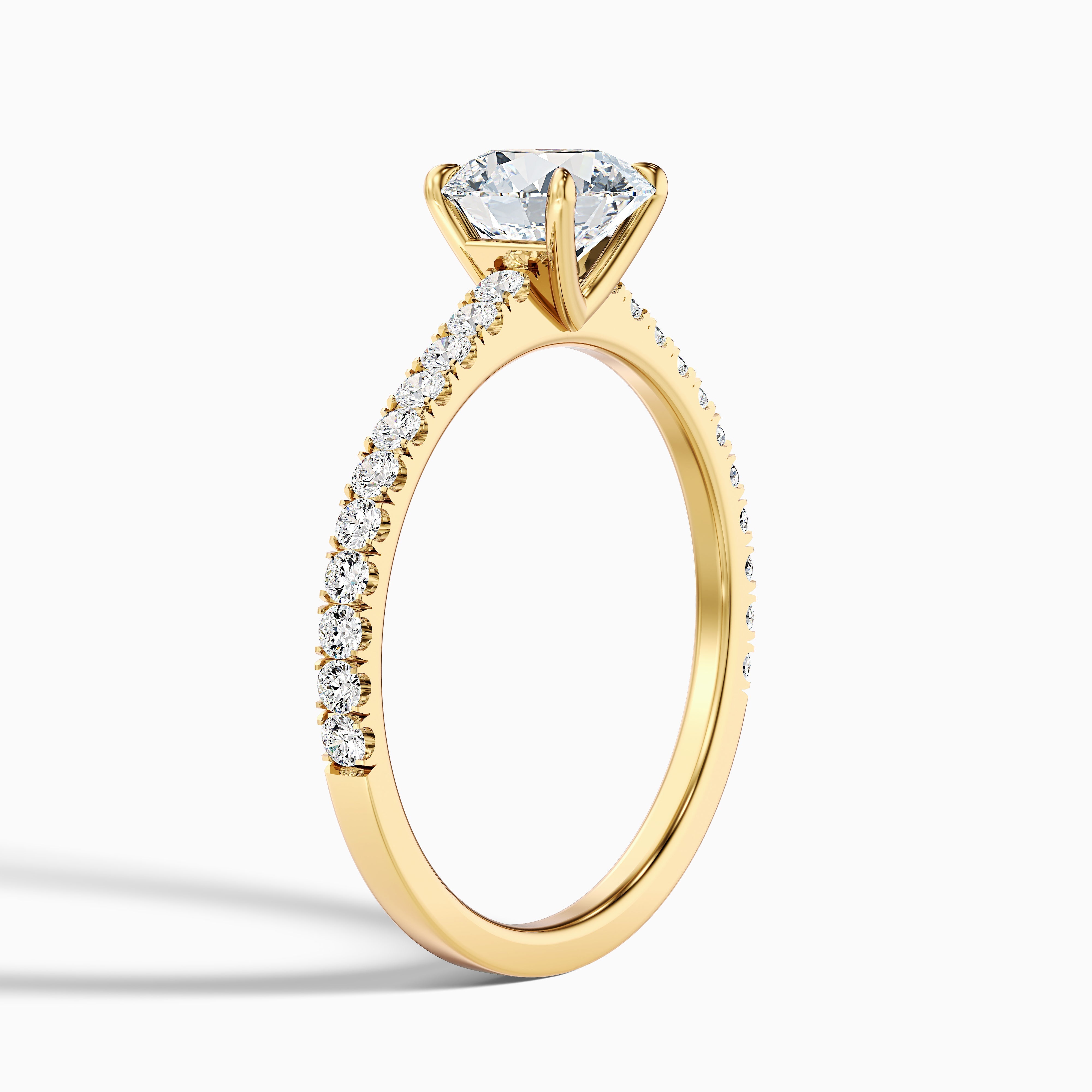 Zola 2 Carat Round Side Stone Pave Moissanite Engagement Ring in 10k Rose Gold