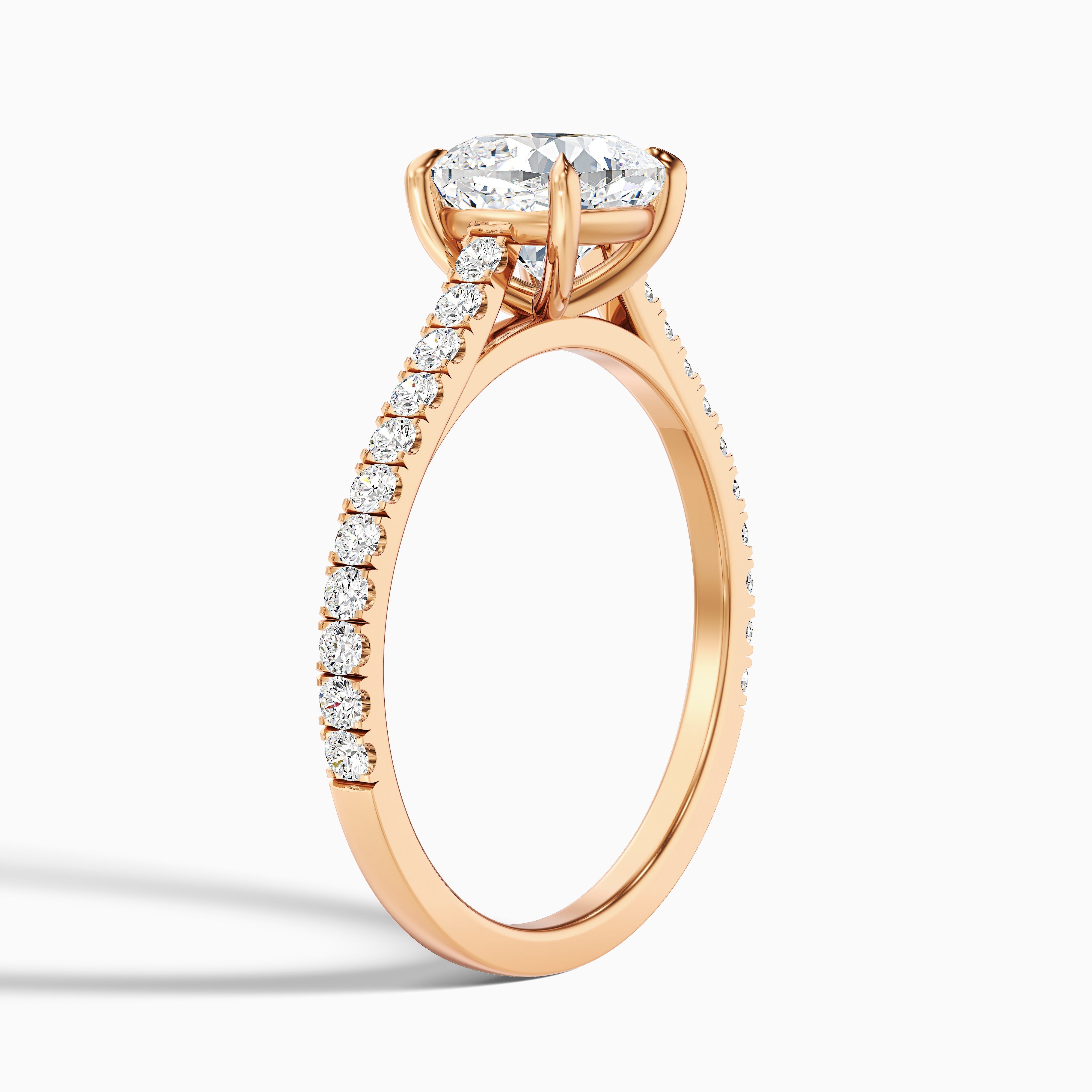 Mary 5.5 Carat Cushion Cut Side Stone Pave Moissanite Engagement Ring in 18k Rose Gold