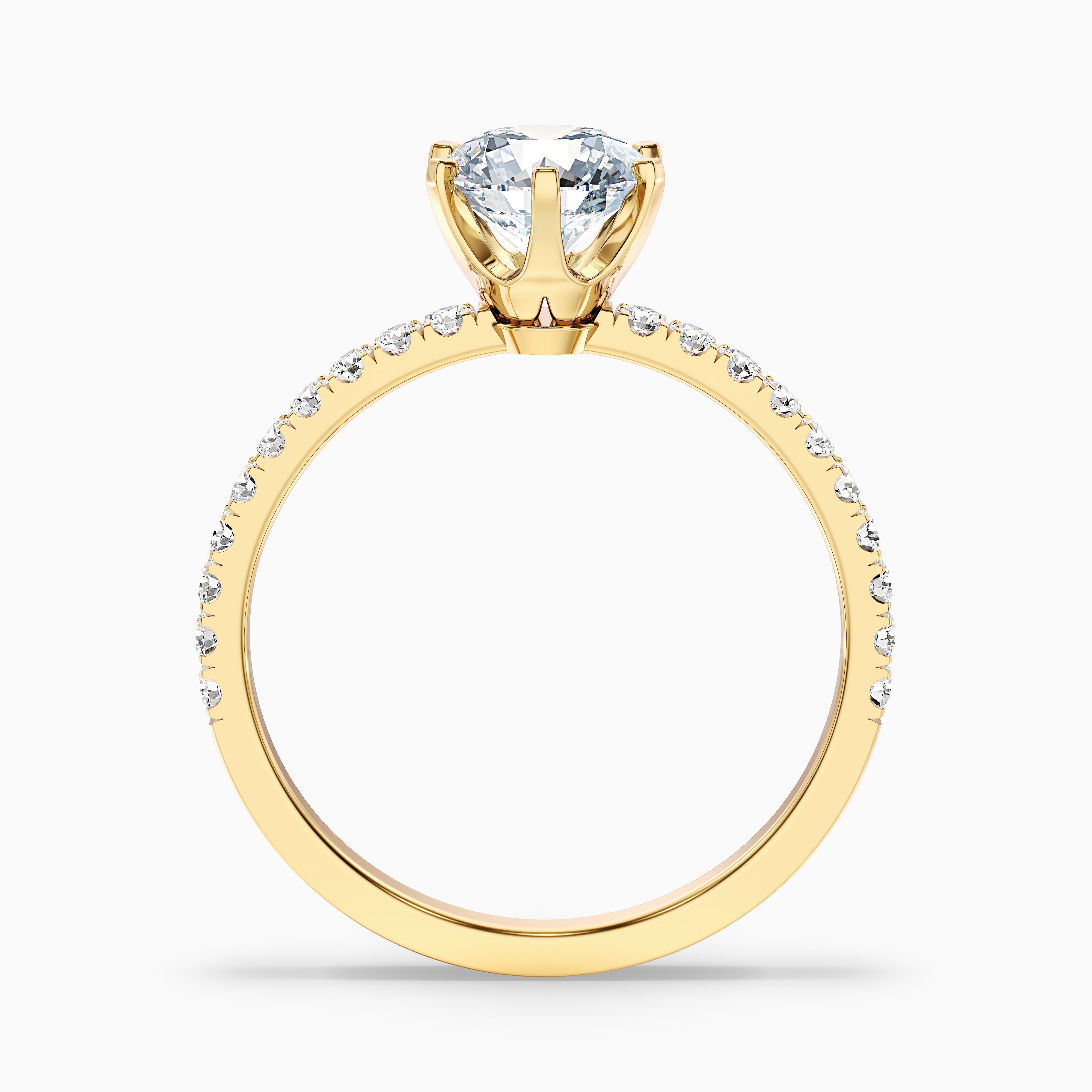 Lyra 5.5 Carat Round Side Stone Pave Moissanite Engagement Ring in 10k White Gold