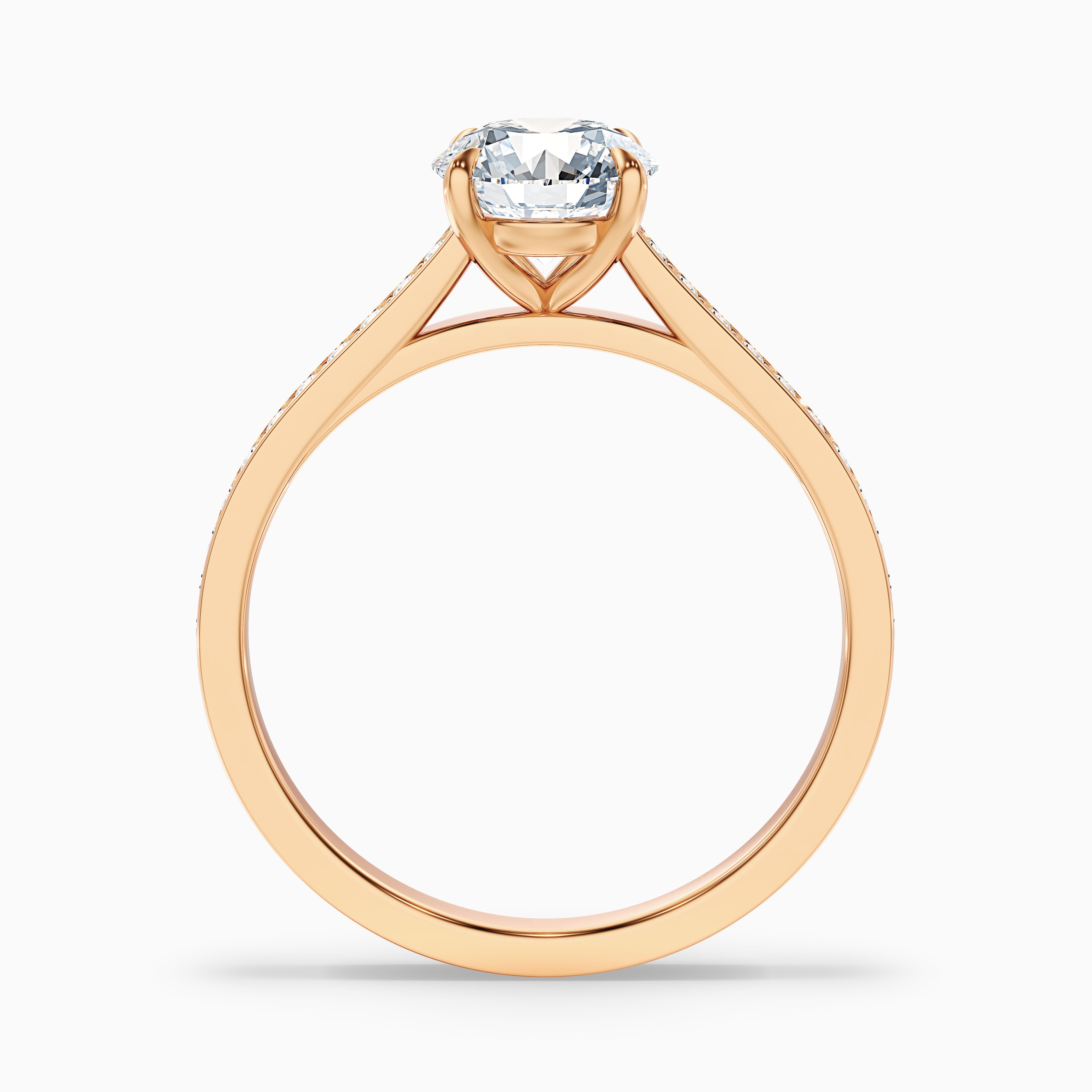 Mira 4 Carat Round Side Stone Pave Moissanite Engagement Ring in Platinum