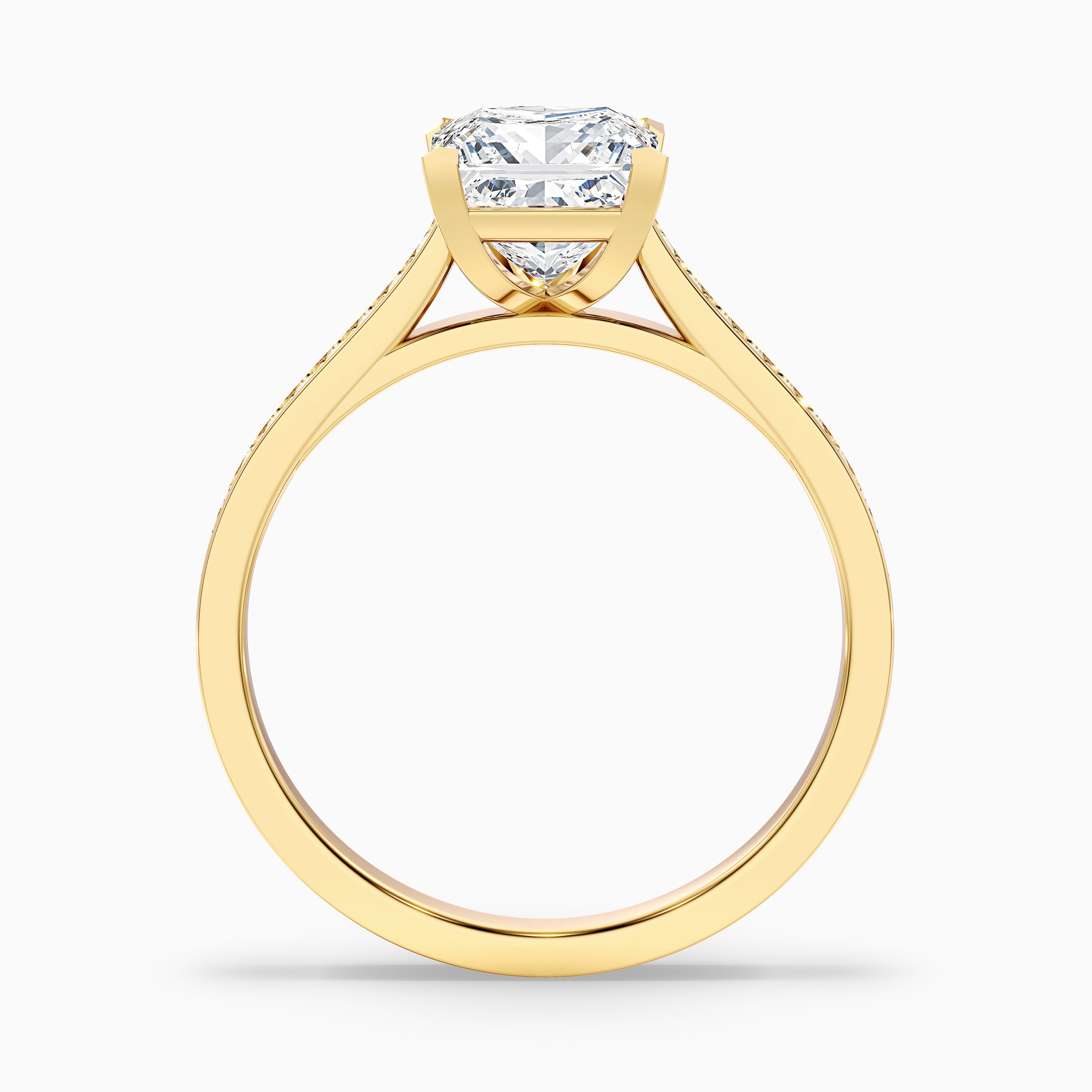Ava 2 Carat Princess Cut Side Stone Pave Moissanite Engagement Ring in 10k White Gold