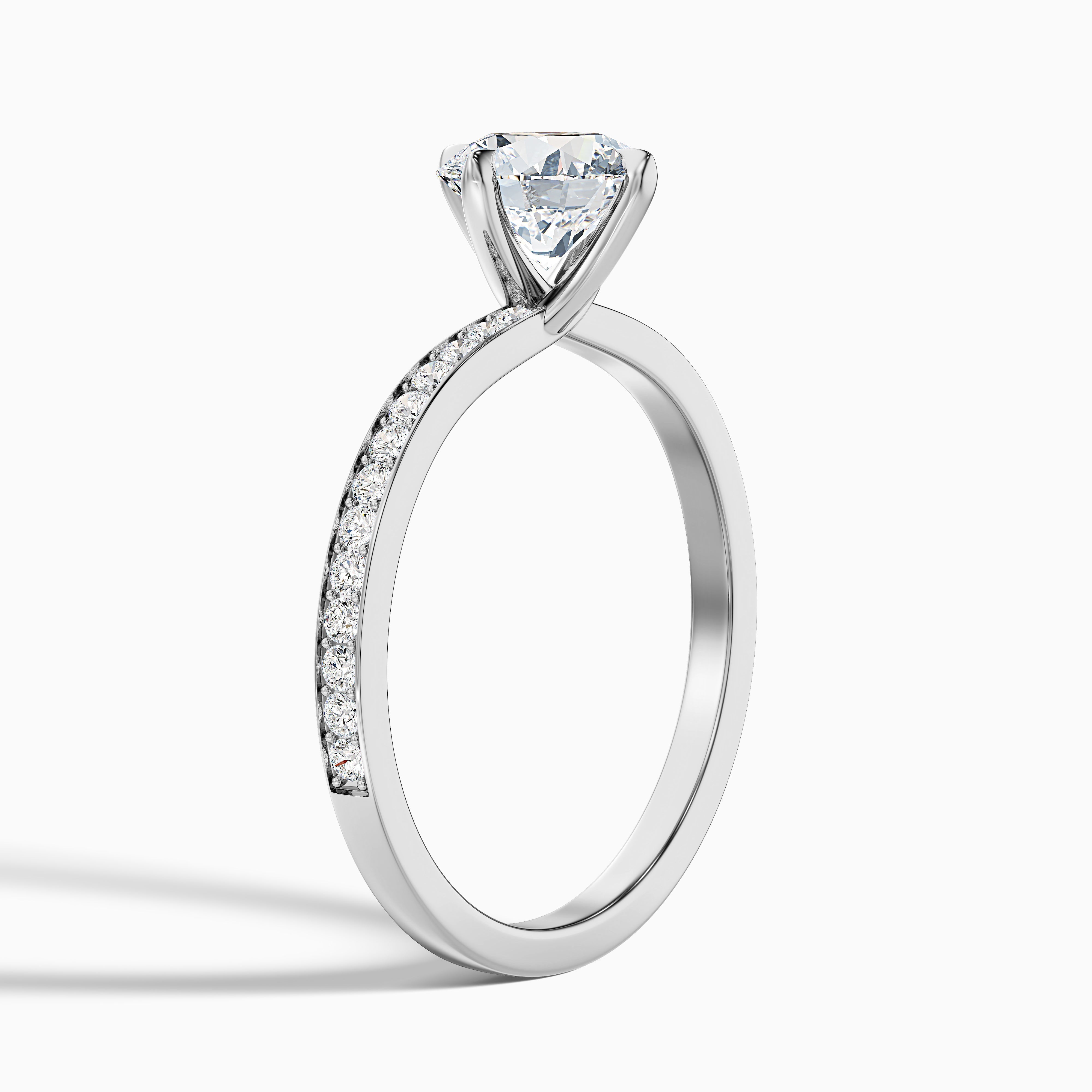 Faye 2.5 Carat Round Side Stone Pave Moissanite Engagement Ring in 14k Yellow Gold