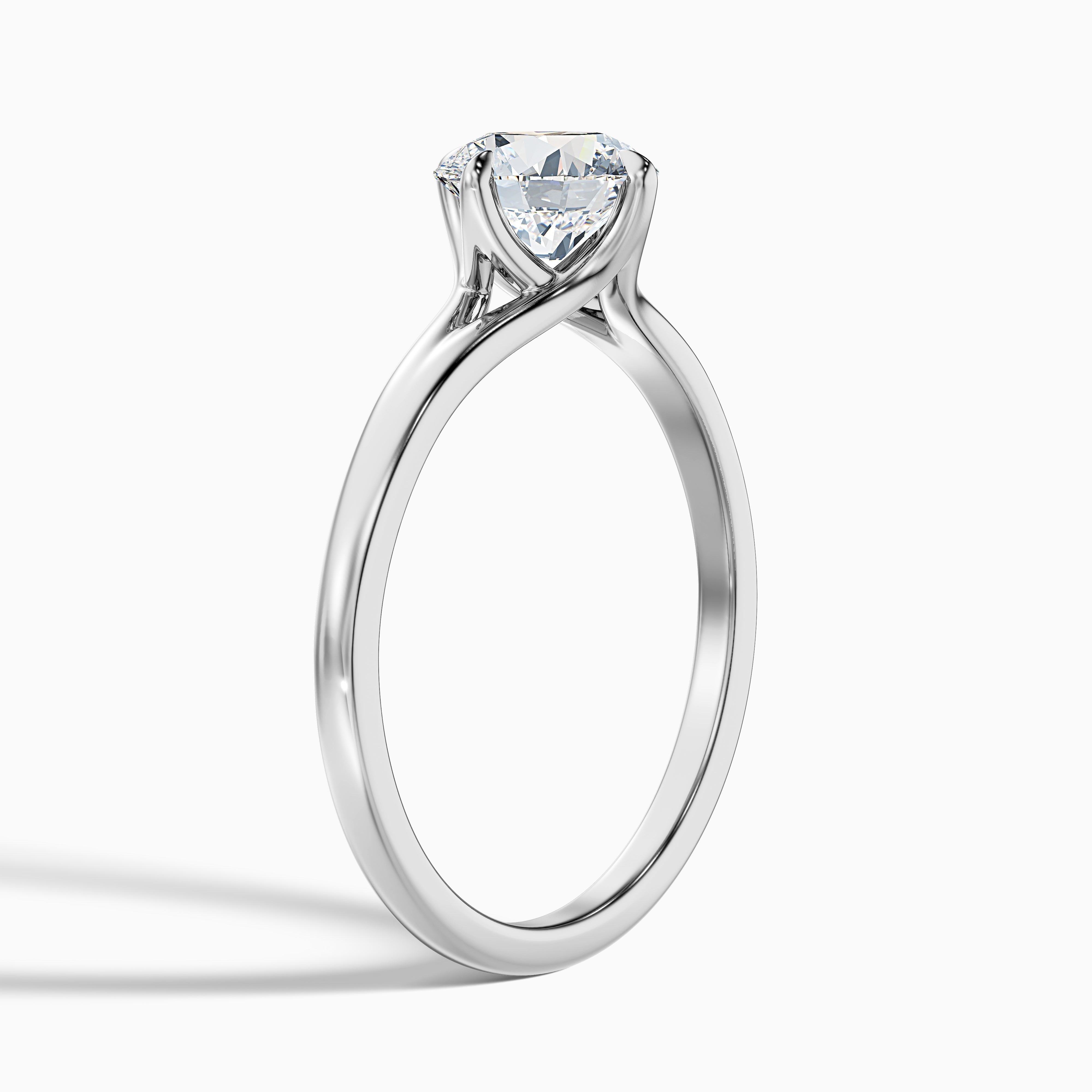 Nelli 2.5 Carat Round Cut Solitaire Lab Grown Diamond Ring in 10k White Gold