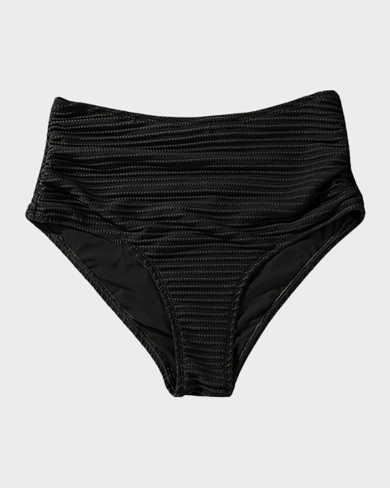 Textured Knot-Front High-Waisted Bikini Set SheCurve