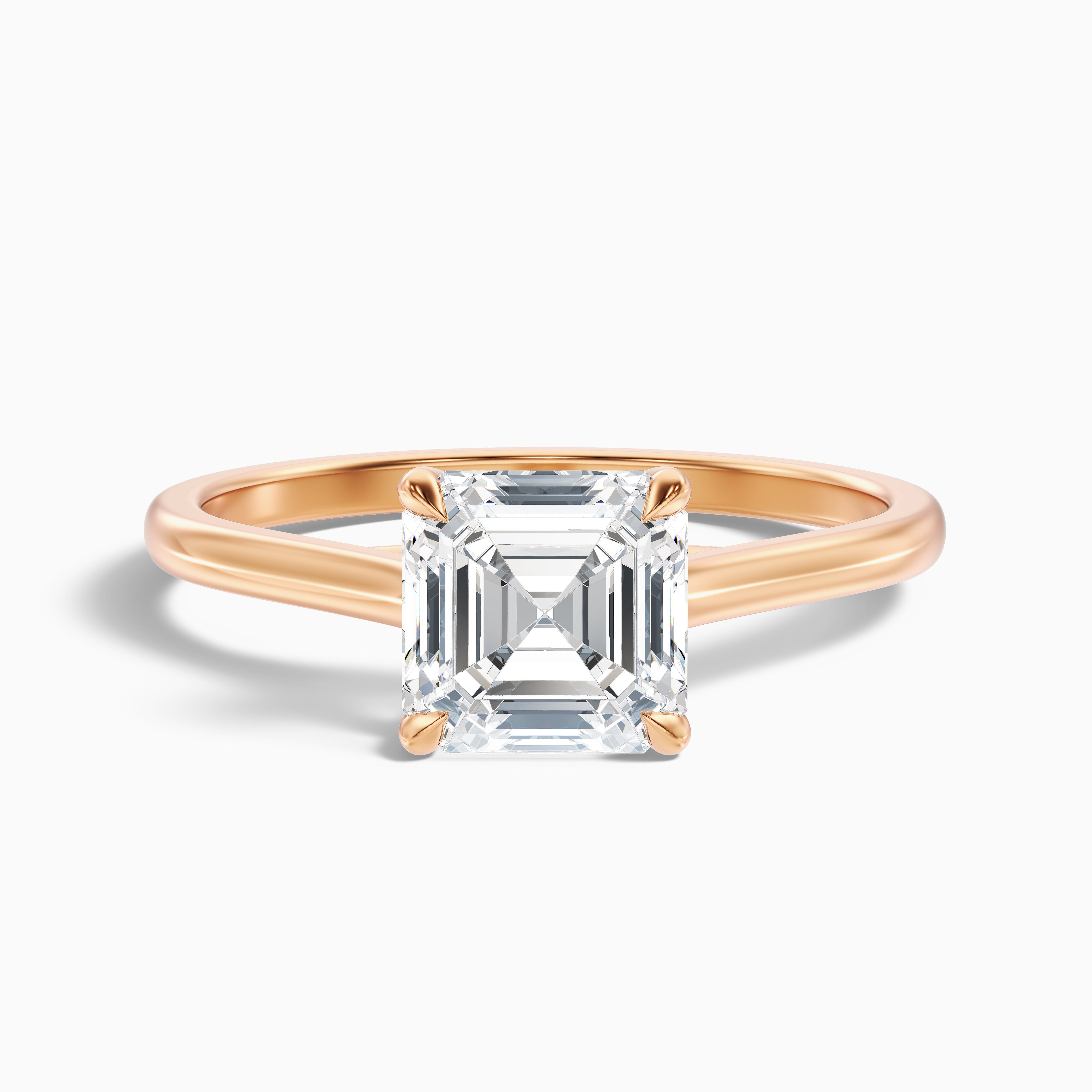 Ada 2 Carat Asscher Cut Solitaire Moissanite Engagement Ring in 18k Rose Gold