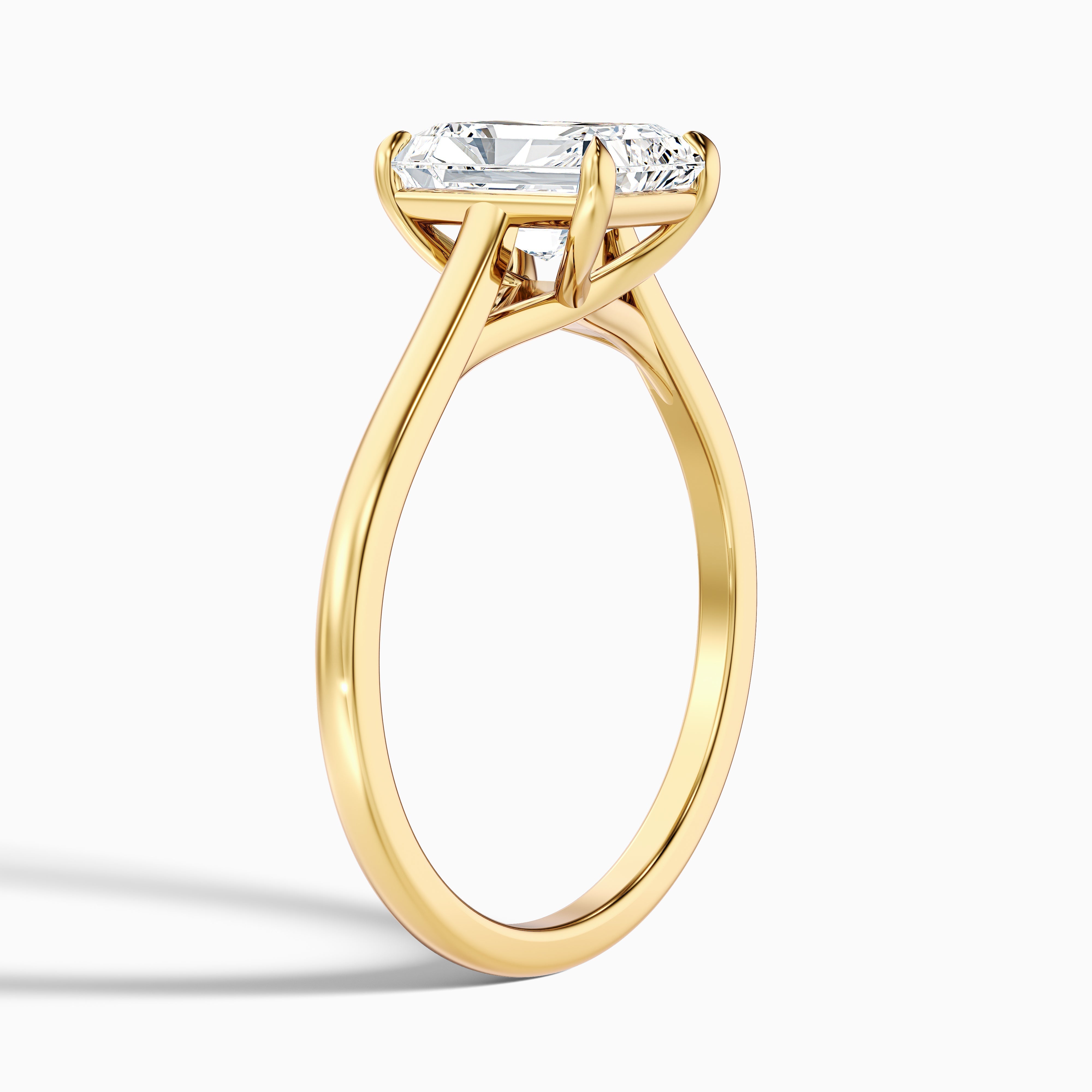 Alia 4 Carat Radiant Cut Solitaire Moissanite Engagement Ring in 10k Yellow Gold