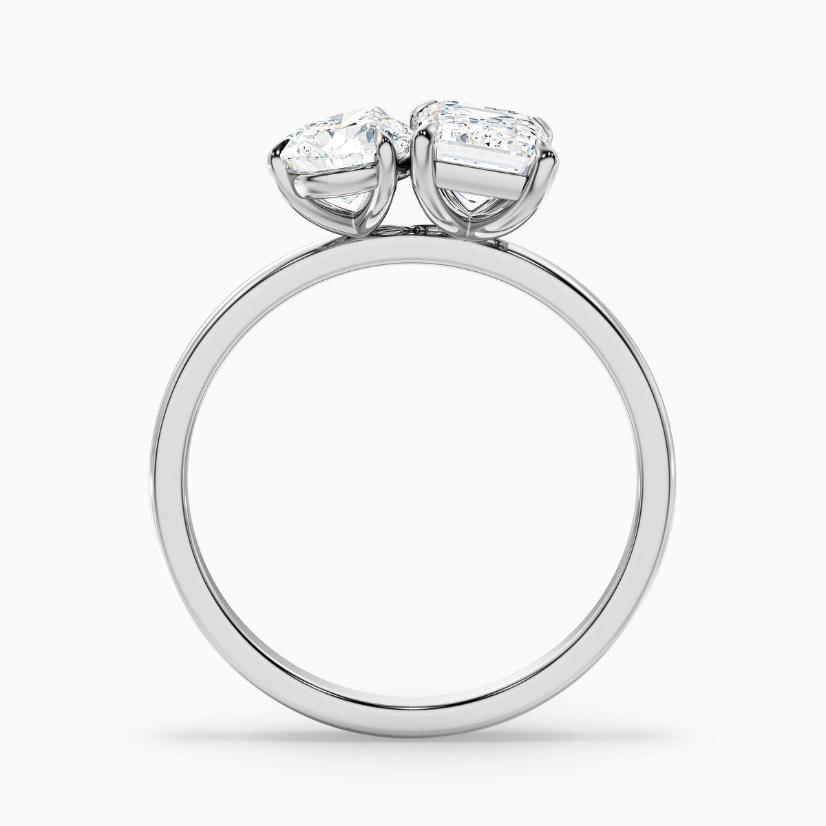 Flora Toi Et Moi Ring in 10k Rose Gold With Pear and Emerald Two Stone Moissanite Diamond (1.5 Ct. Tw.)