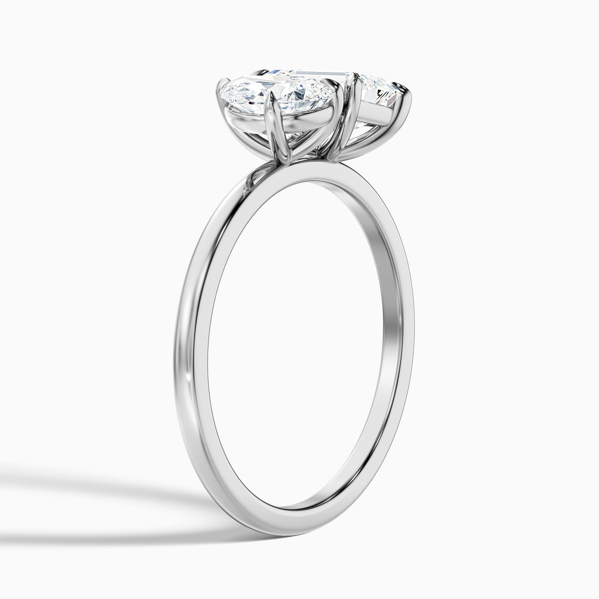 Flora Toi Et Moi Ring in 10k Rose Gold With Pear and Emerald Two Stone Moissanite Diamond (1.5 Ct. Tw.)