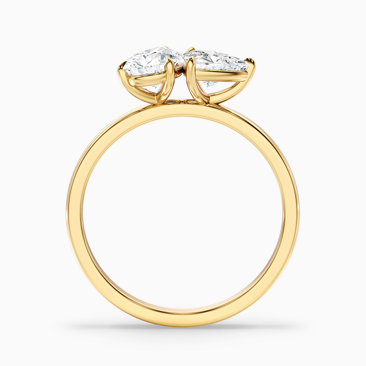 Elsie Toi Et Moi Ring in 14k Rose Gold With Pear and Trillion Cut Two Stone Moissanite Diamond (1.5 Ct. Tw.)