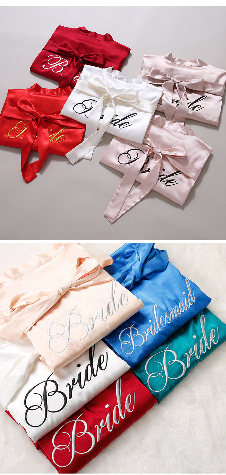 Custom Satin Bridesmaid Robes – Personalized with Name, Title, or Date | Wedding Party Gifts SelenaHuanStudio