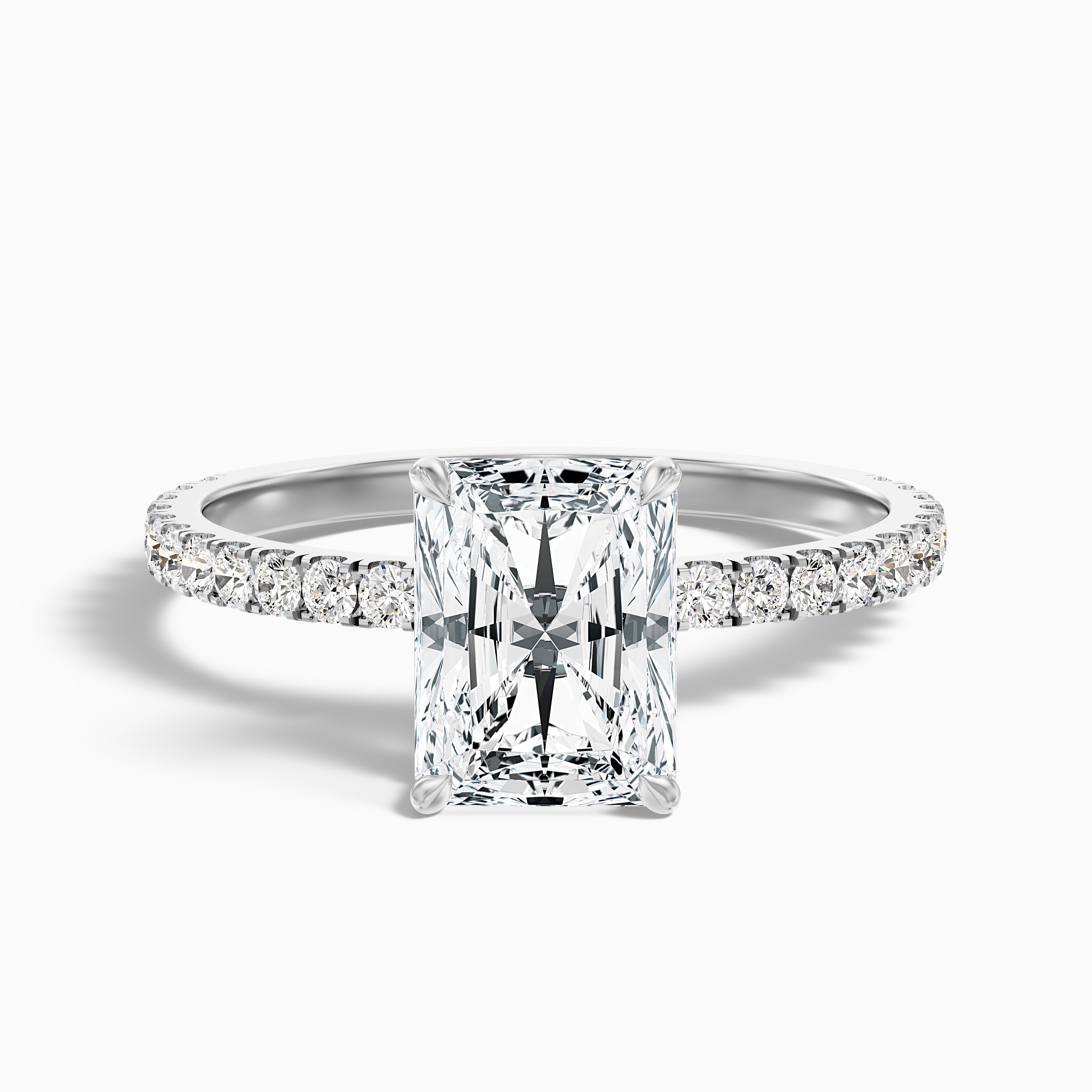 Casey 3.5 Carat Radiant Cut Hidden Halo Pave Lab Grown Diamond Ring in 18k White Gold