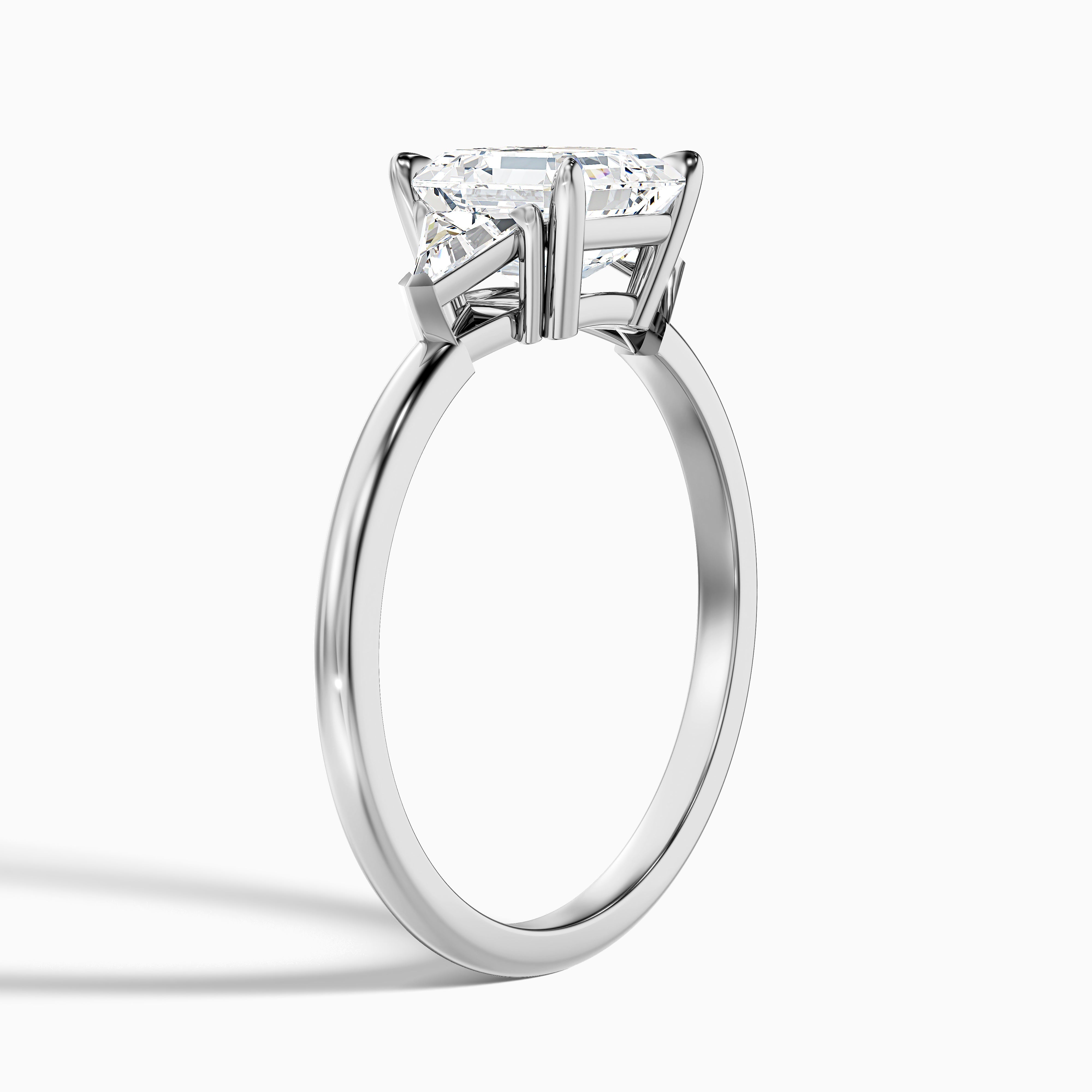 Gigi 1 Carat Three Stone Asscher With Triangle Side Stones Lab Grown Diamond Ring in 10k Yellow Gold