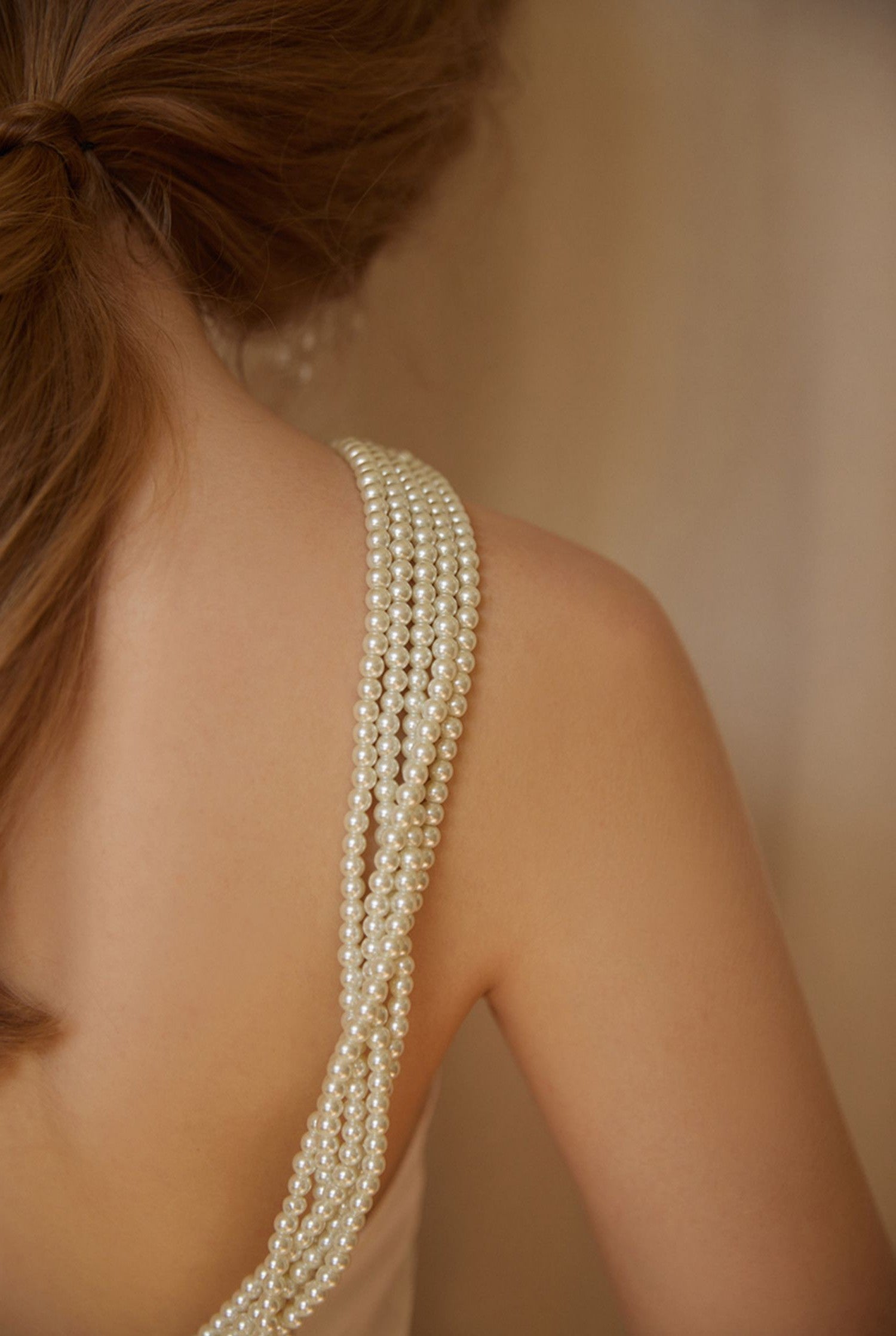 Pearl Strap Halter Satin Wedding Dress with Dramatic Back Bow and Train SelenaHuanStudio