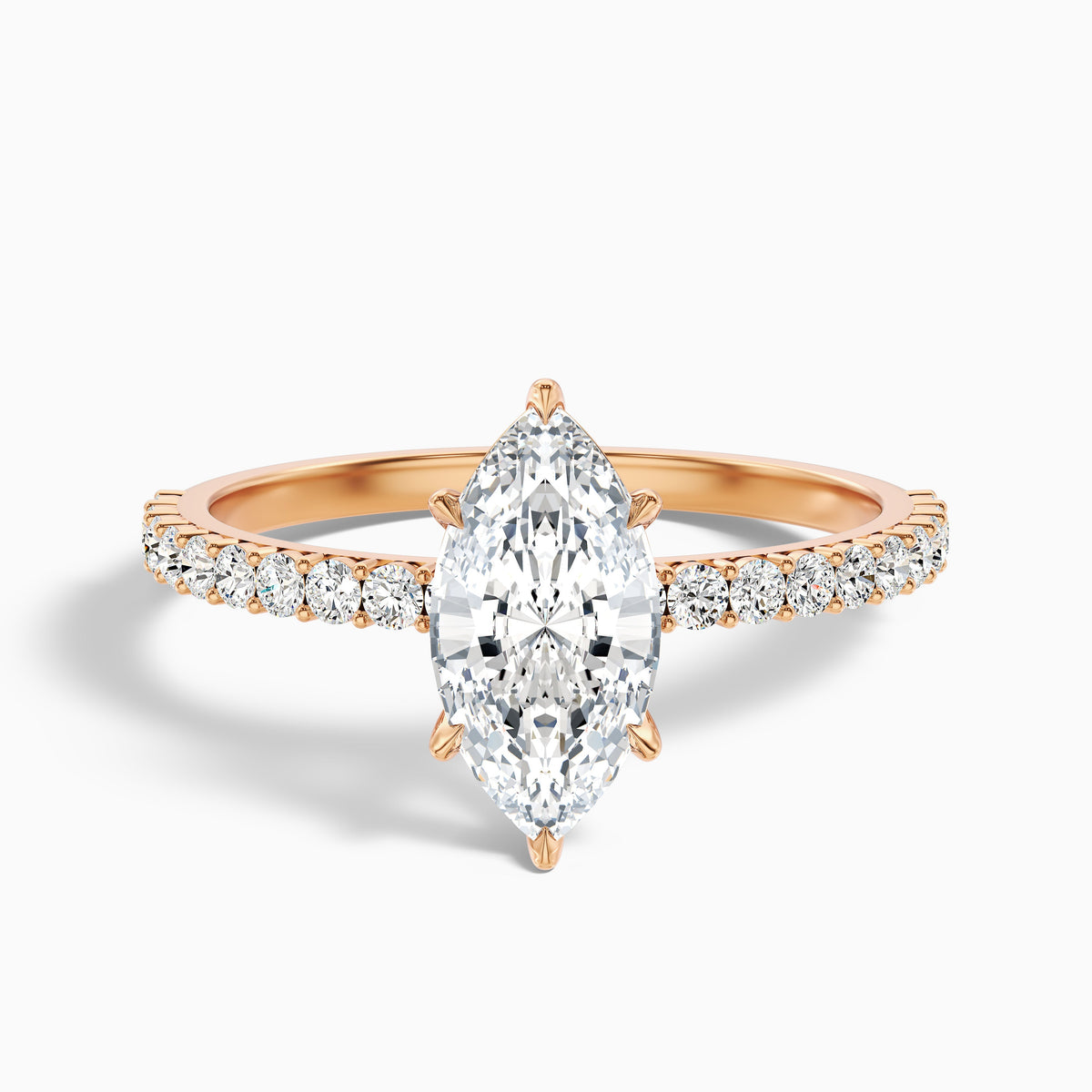 Naomi 2 Carat Marquise Side Stone Moissanite Engagement Ring in 14k Yellow Gold