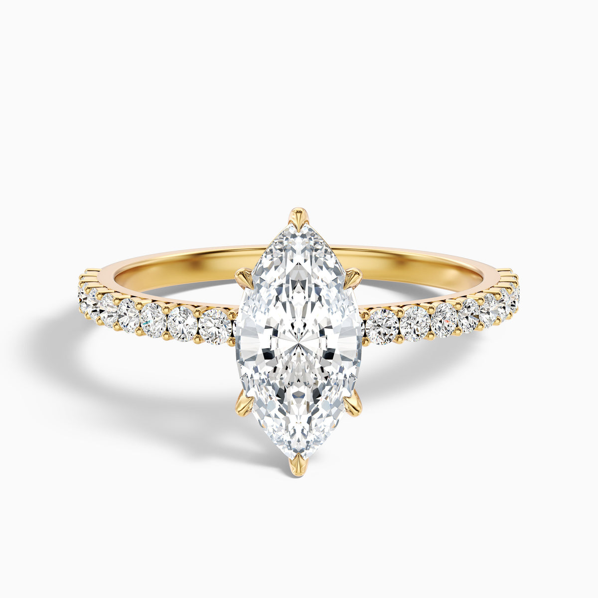 Naomi 2 Carat Marquise Side Stone Moissanite Engagement Ring in 14k Yellow Gold