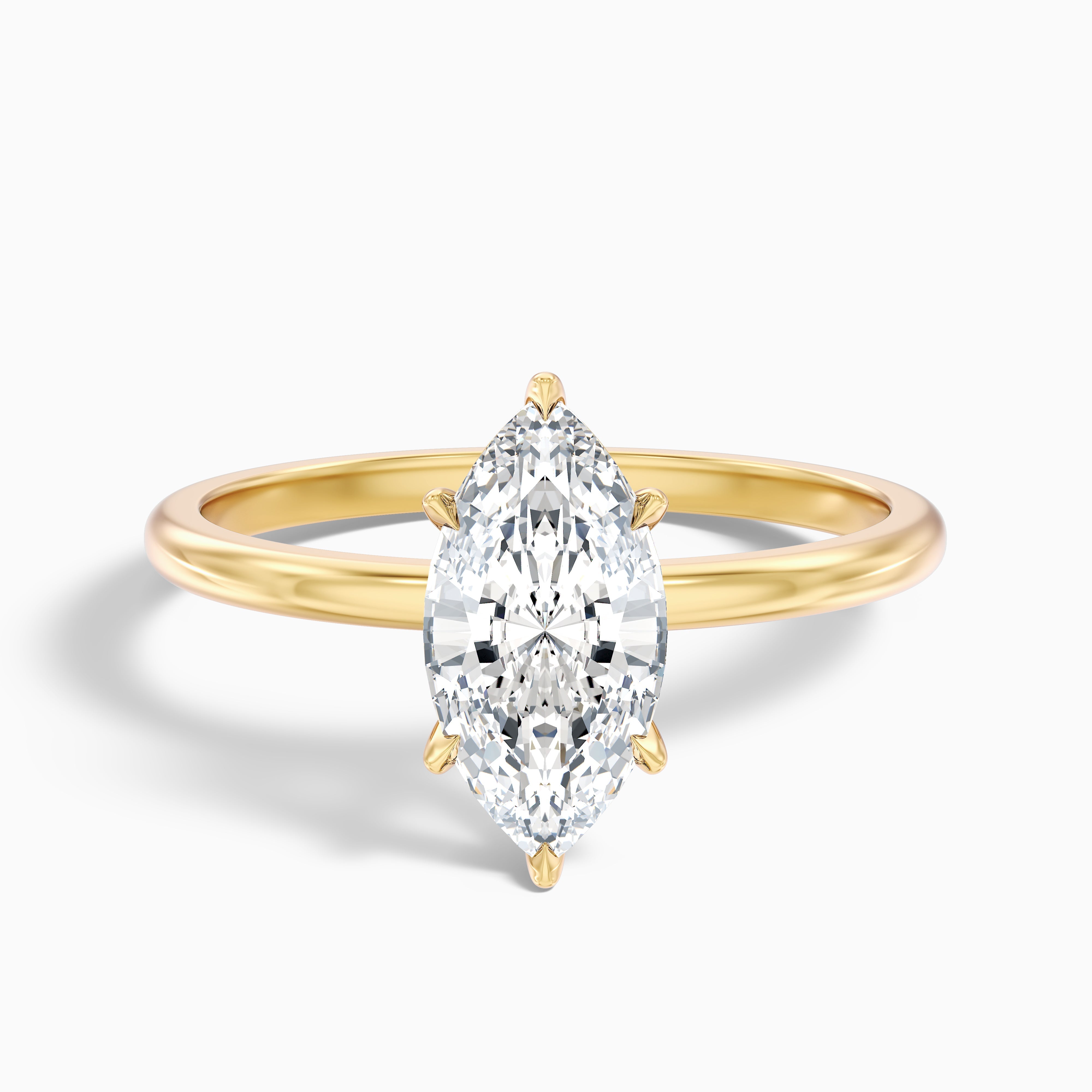 Quinn 5 Carat Marquise Cut Solitaire Moissanite Engagement Ring in 14k Yellow Gold