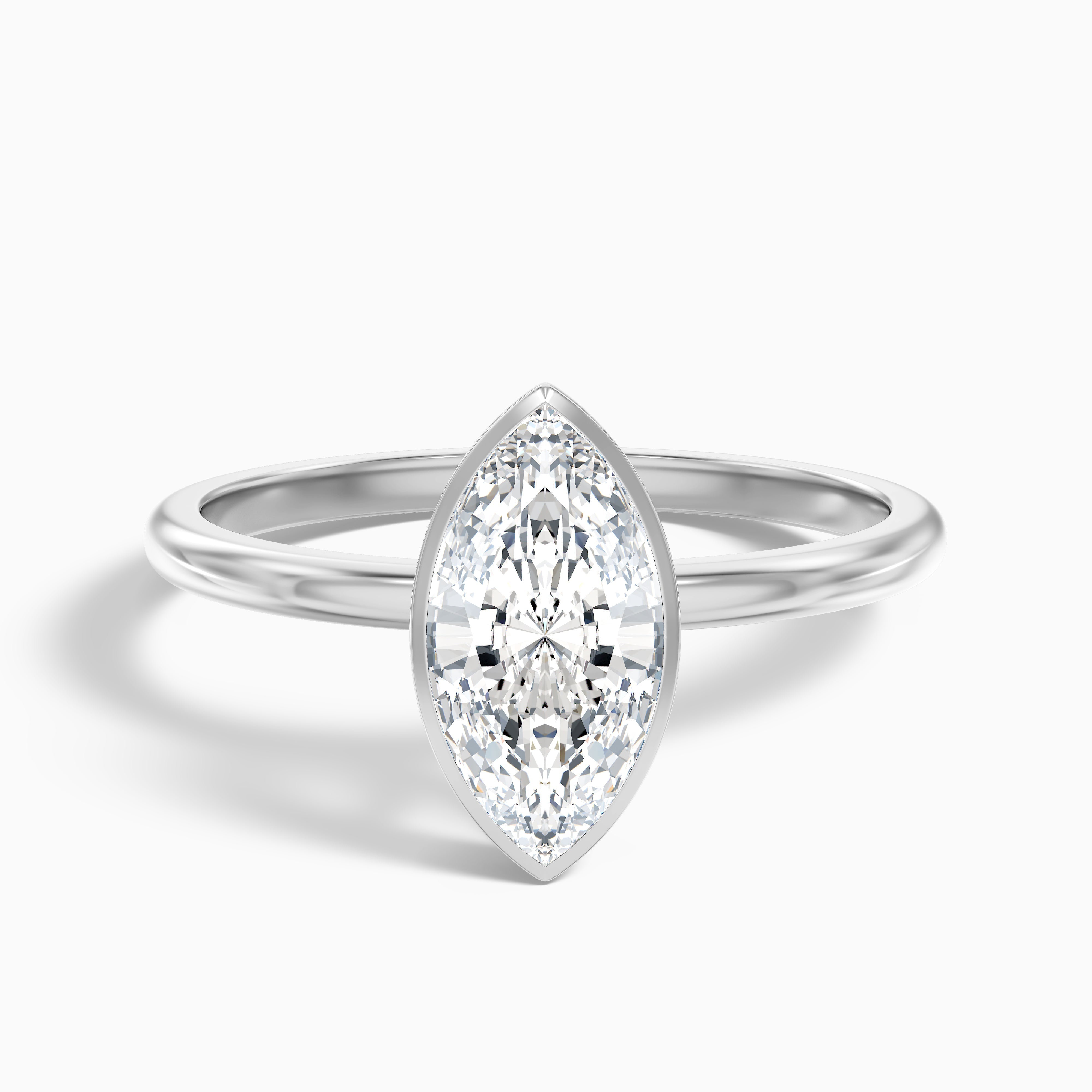 Leah 2 Carat Marquise Cut Bezel Set Lab Grown Diamond Ring in 18k Yellow Gold