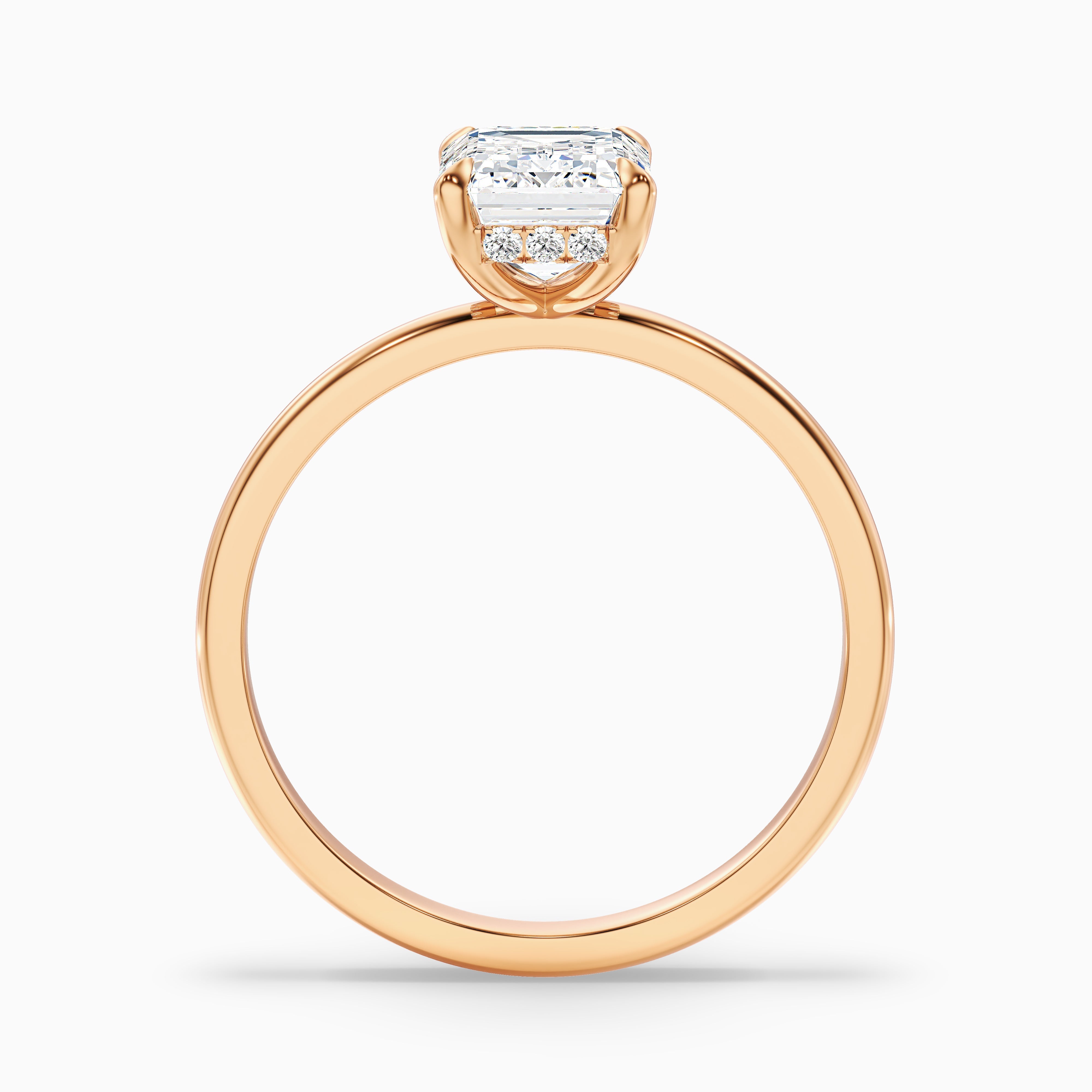 Dany 2 Carat Emerald Cut Hidden Halo Lab Grown Diamond Ring in 14k Yellow Gold