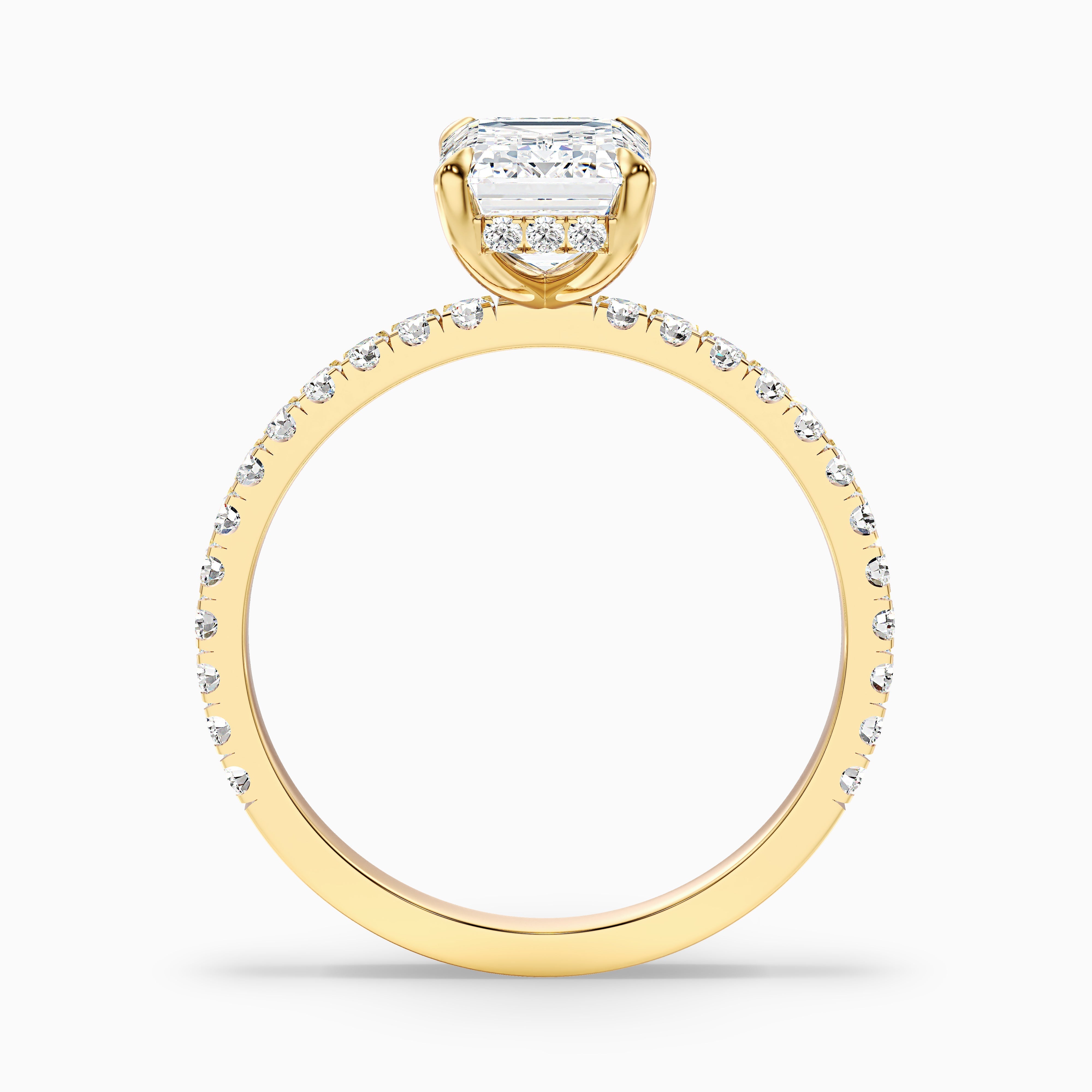 Emme 1.5 Carat Emerald Cut Hidden Halo Pave Lab Grown Diamond Ring in 10k White Gold