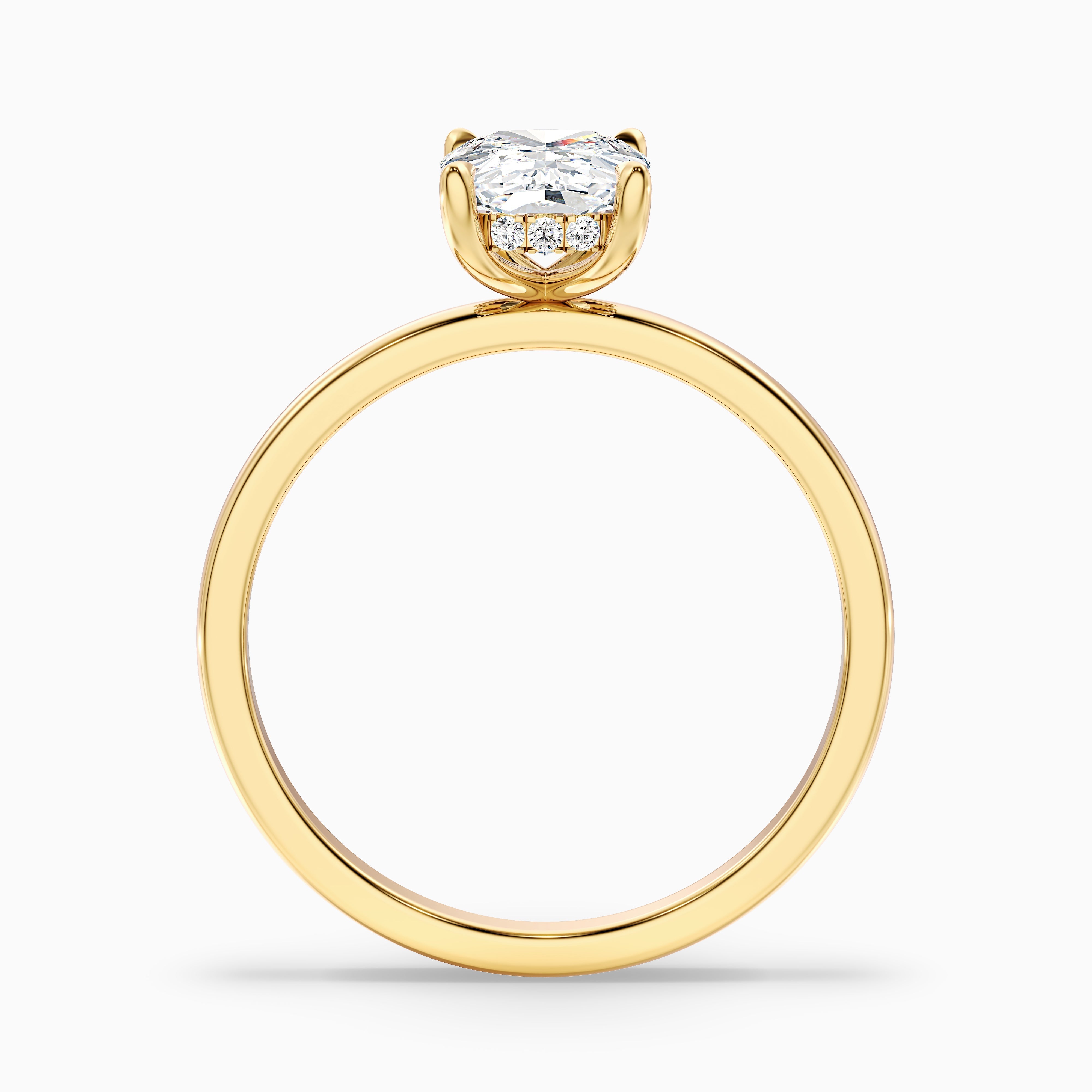Lynda 2 Carat Elongated Cushion Cut Hidden Halo Lab Grown Diamond Ring in 14k Yellow Gold