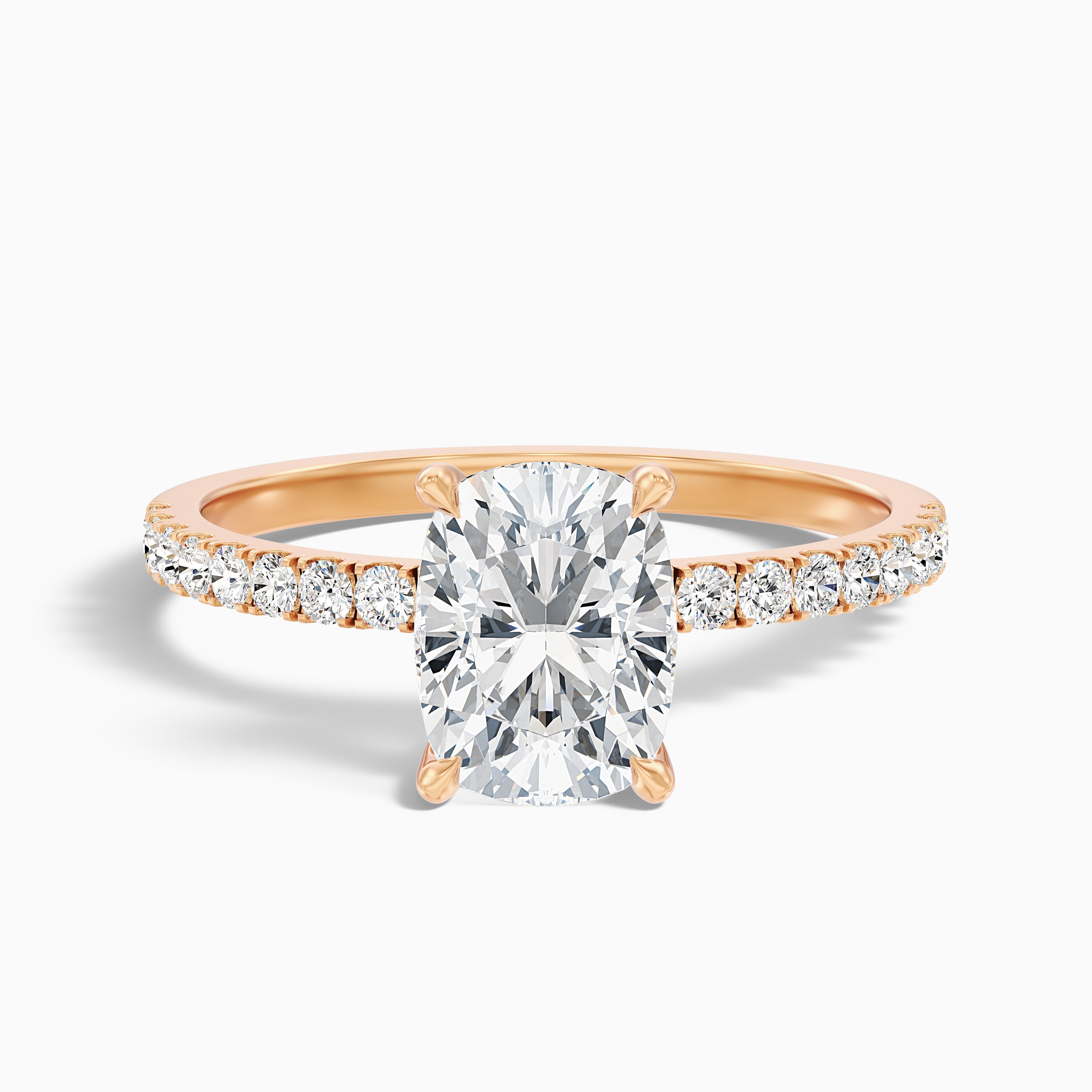 Holly 3.5 Carat Elongated Cushion Cut Hidden Halo Pave Moissanite Diamond Ring in 14k Yellow Gold