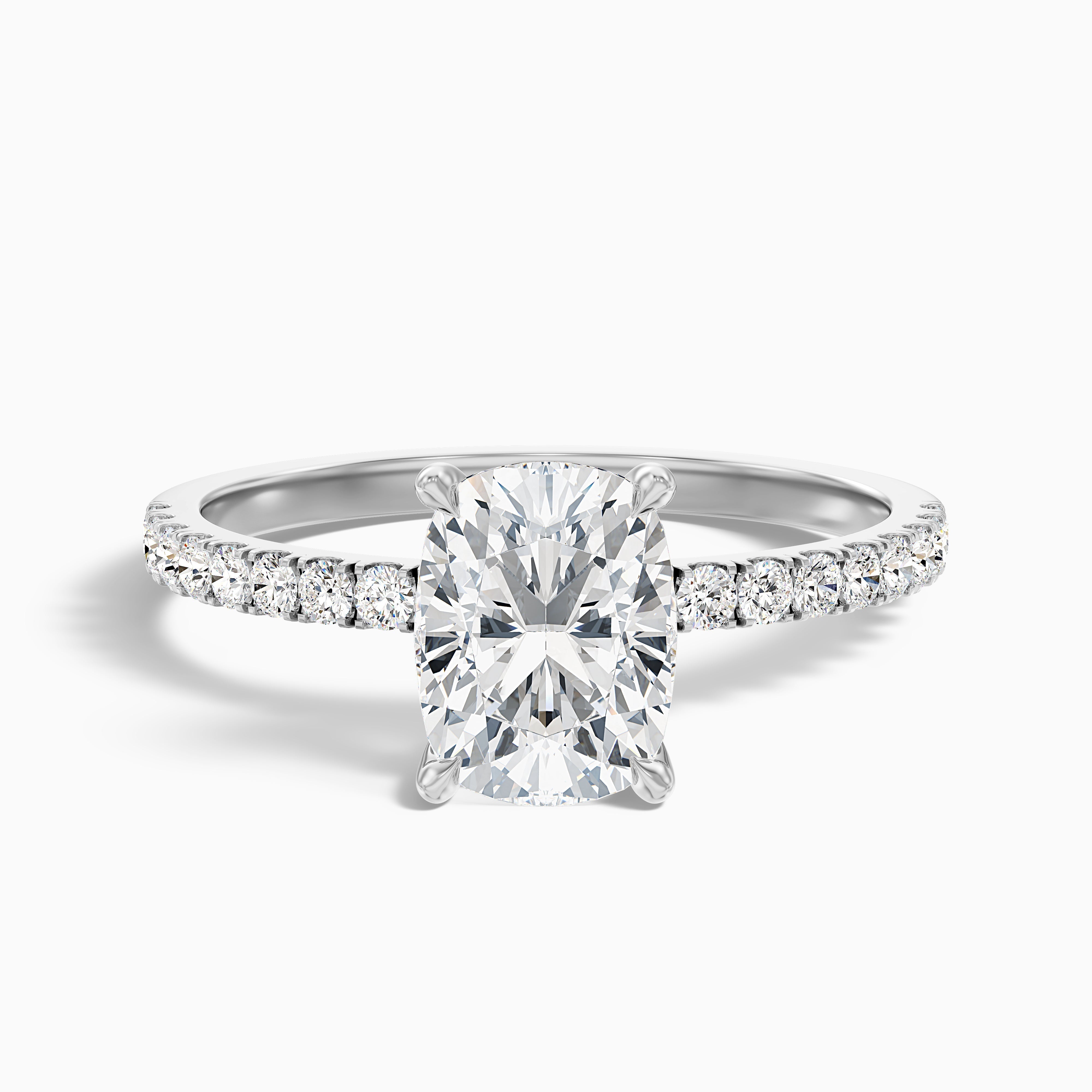 Holly 3.5 Carat Elongated Cushion Cut Hidden Halo Pave Moissanite Diamond Ring in 14k Yellow Gold