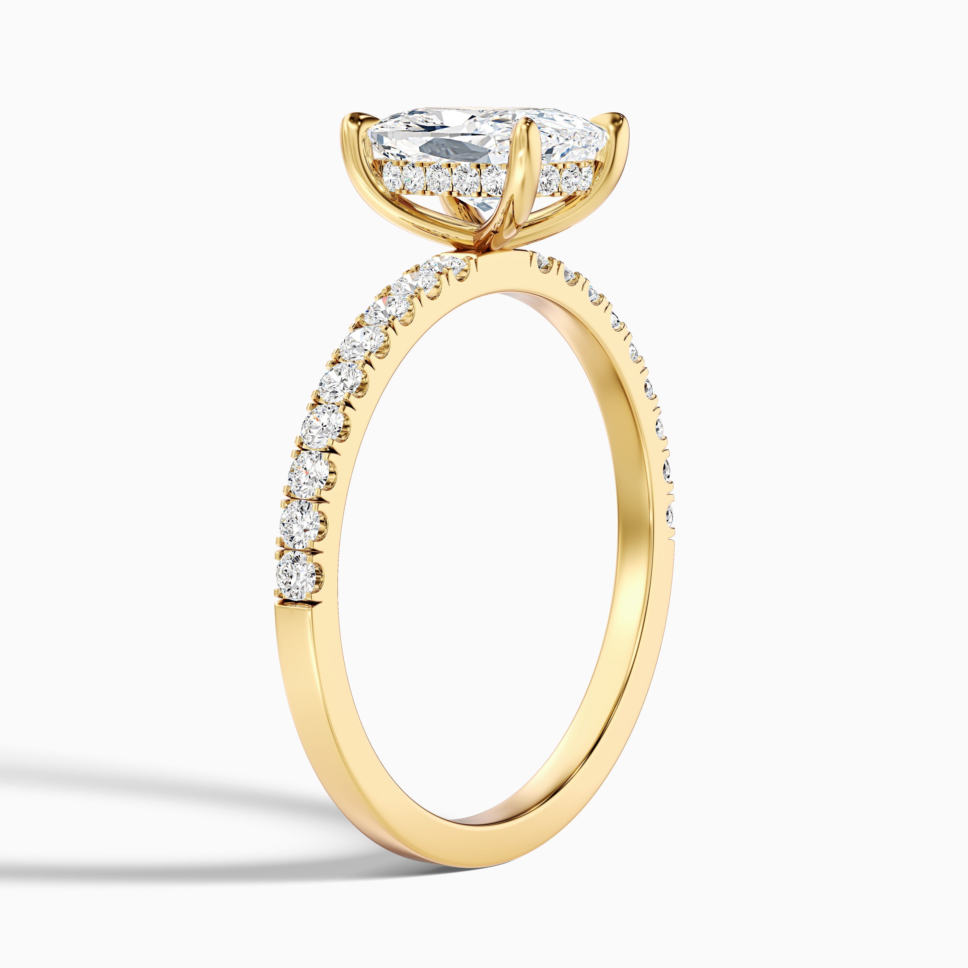 Holly 3.5 Carat Elongated Cushion Cut Hidden Halo Pave Moissanite Diamond Ring in 14k Yellow Gold
