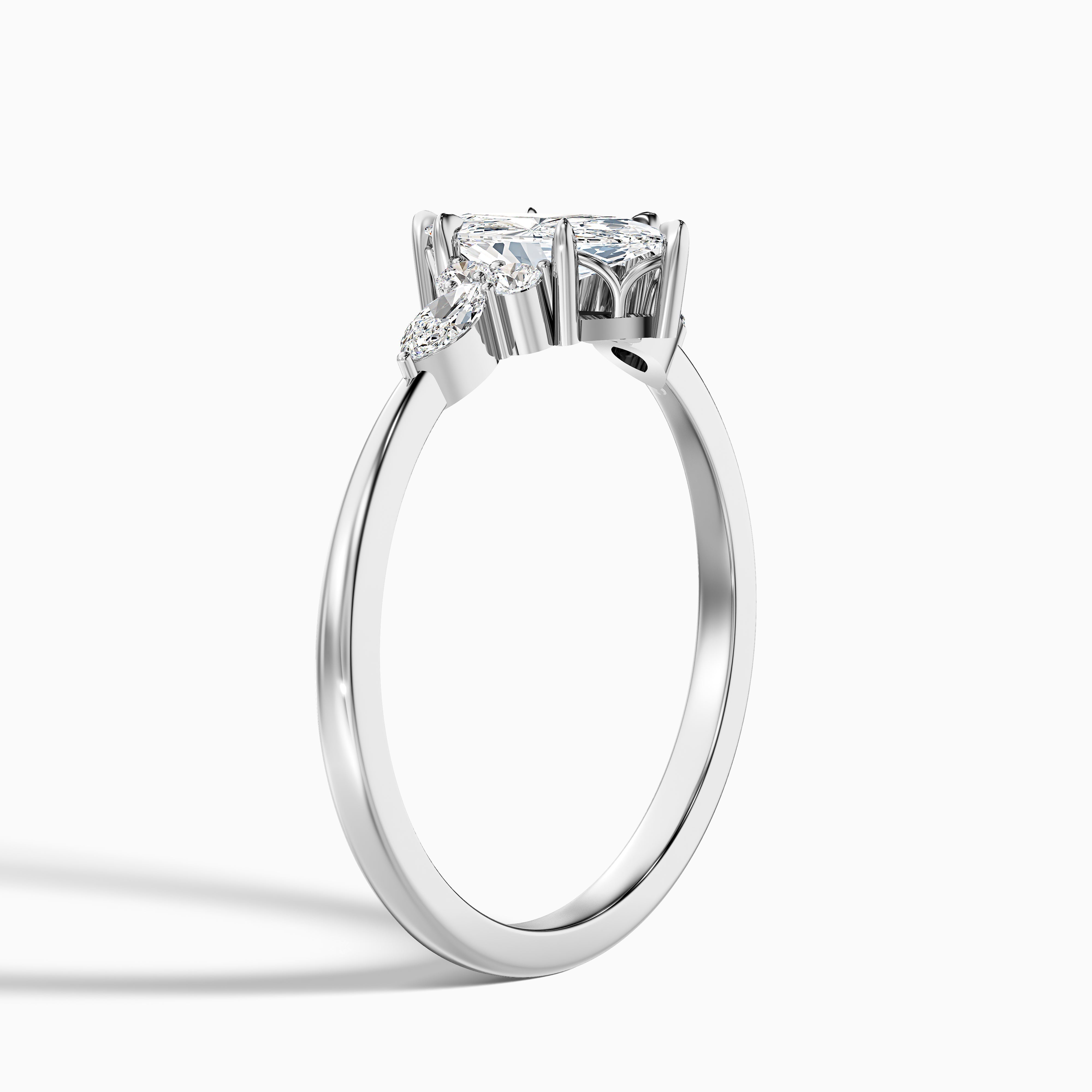 Harly 2 Carat Marquise Cut Side Stone Moissanite Diamond Ring in 10k White Gold
