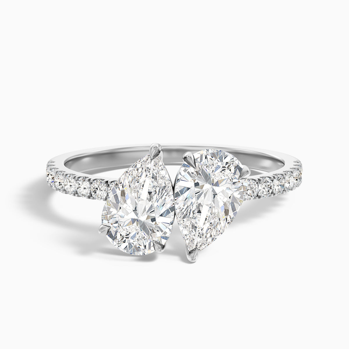 Anahi Toi Et Moi Pave Ring in 14k White Gold With Both Pear Two Stone Lab Grown Diamond (3.5 Ct. Tw.)