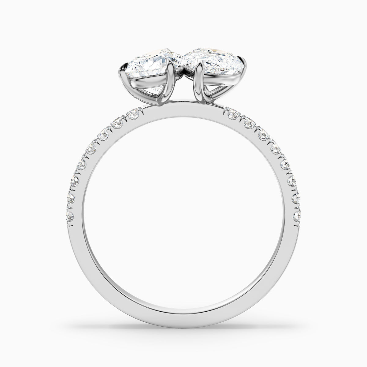 Anahi Toi Et Moi Pave Ring in 14k White Gold With Both Pear Two Stone Lab Grown Diamond (3.5 Ct. Tw.)