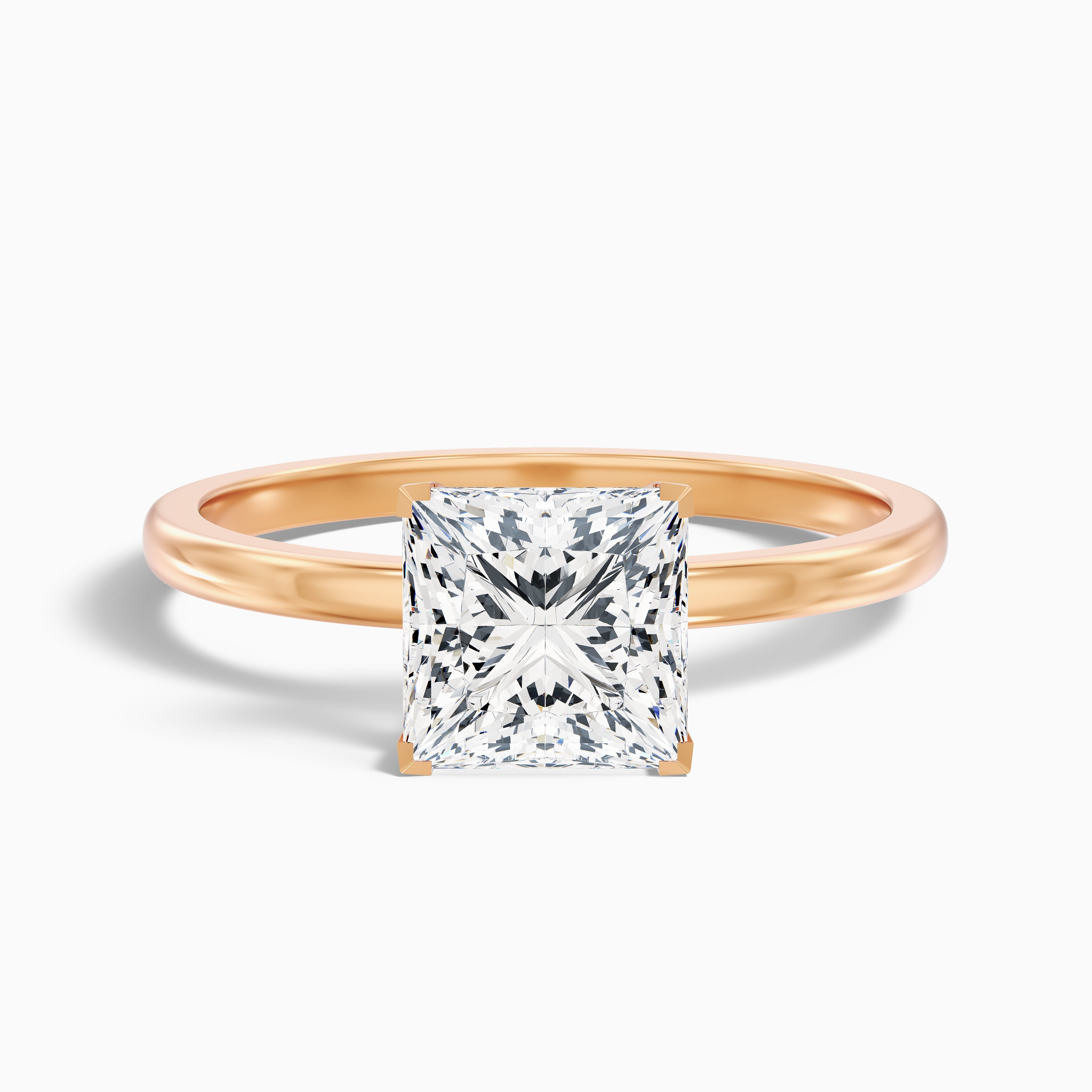 Nasya 2 Carat Princess Cut Low Profile Solitaire Lab Grown Diamond Ring in 18k White Gold