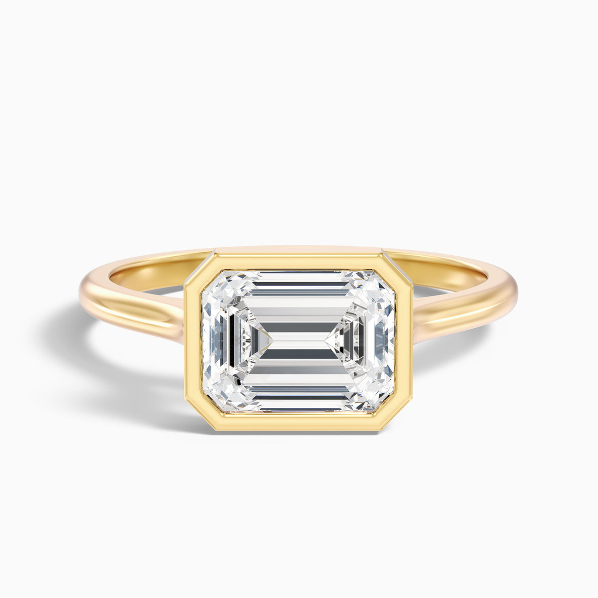 Kelsey 1 Carat Emerald East West Bezel Moissanite Diamond Ring In 925 Sterling Silver
