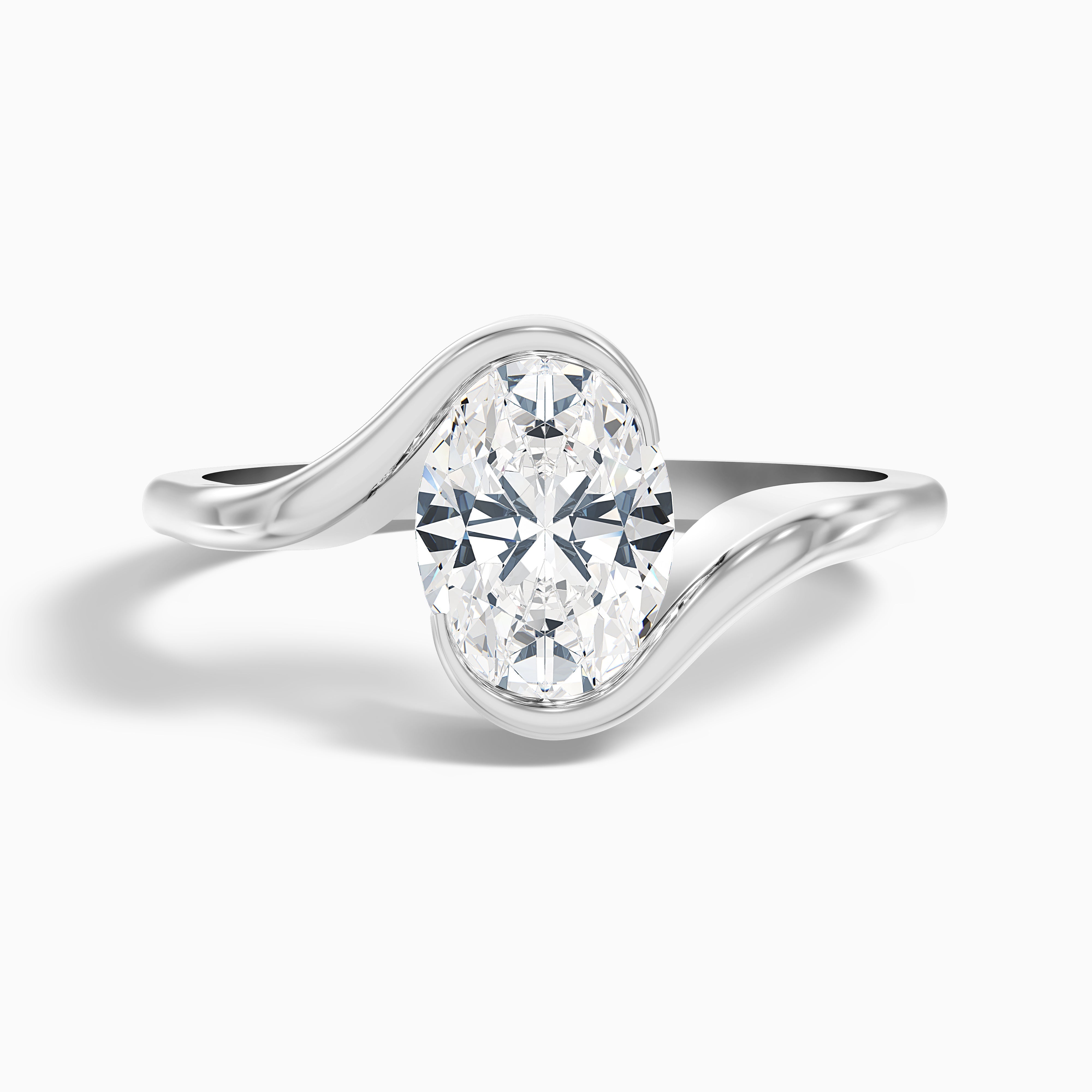 Gleny 1 Carat Oval Cut Bypass Lab Grown Diamond Engagement Ring in 10k Yellow Gold