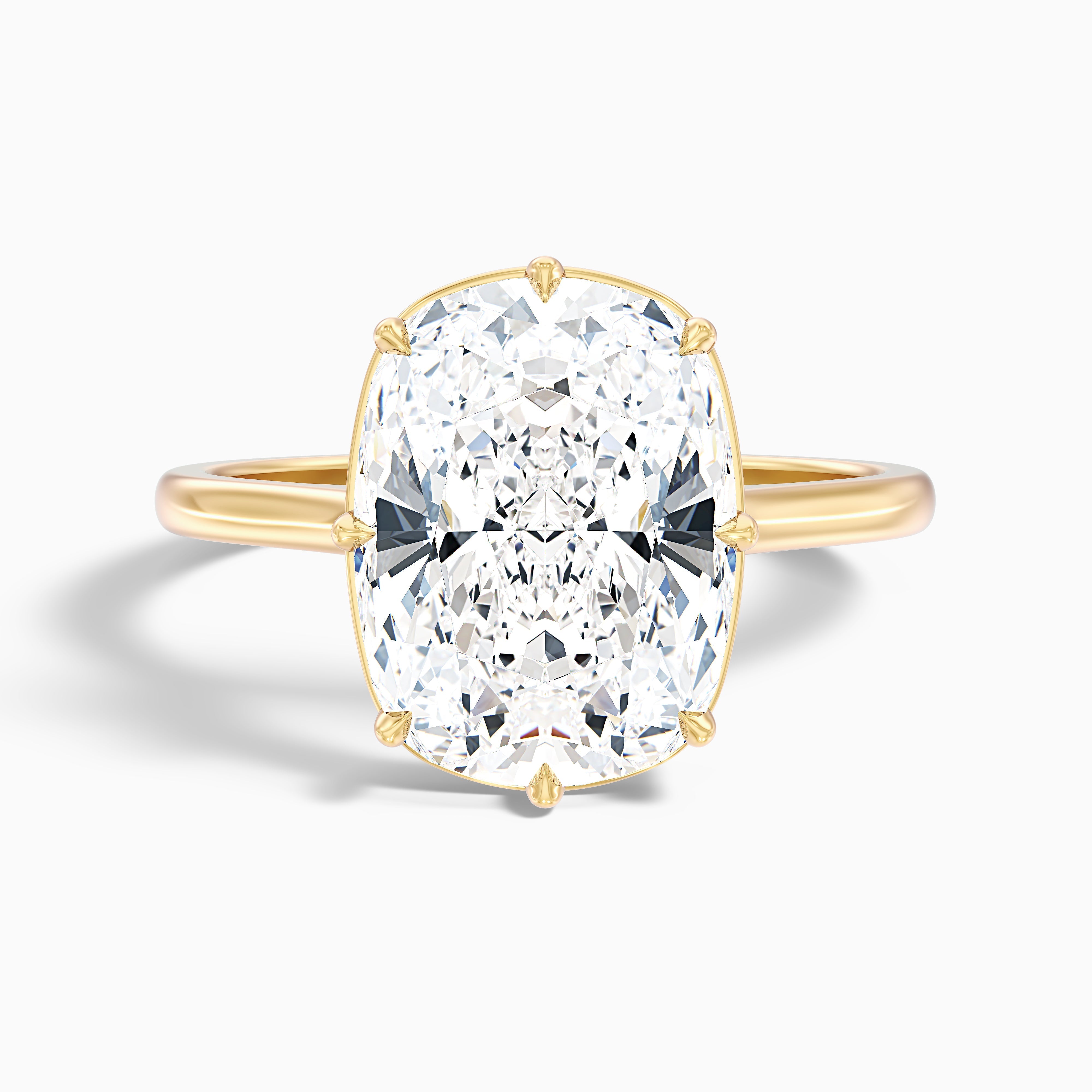 Verne 2 Carat 8 Prong Elongated Cushion Old Mine Cut Lab Grown Diamond Ring in 14k Yellow Gold