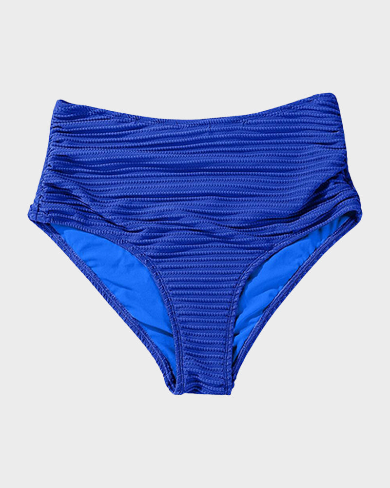Textured Knot-Front High-Waisted Bikini Set SheCurve