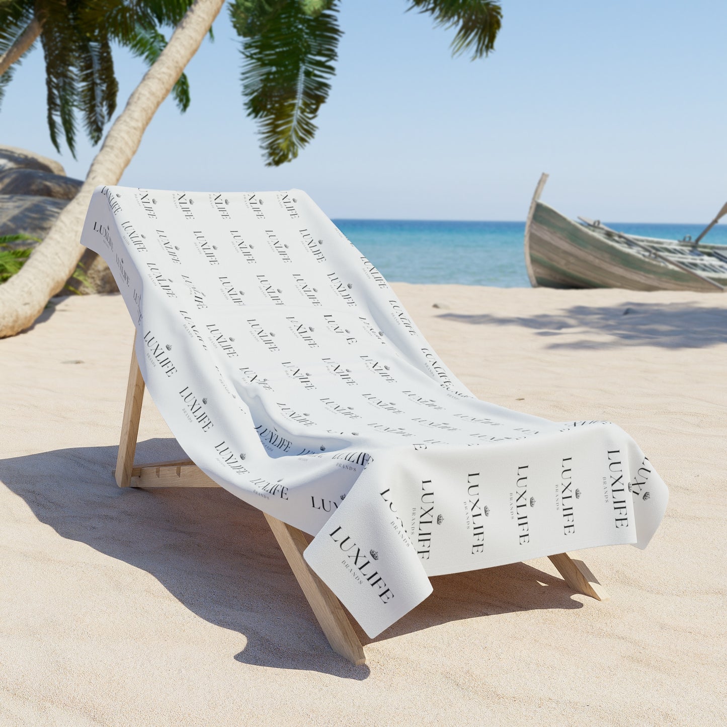 Luxlife Brands B&W Pattern Beach Towel Printify