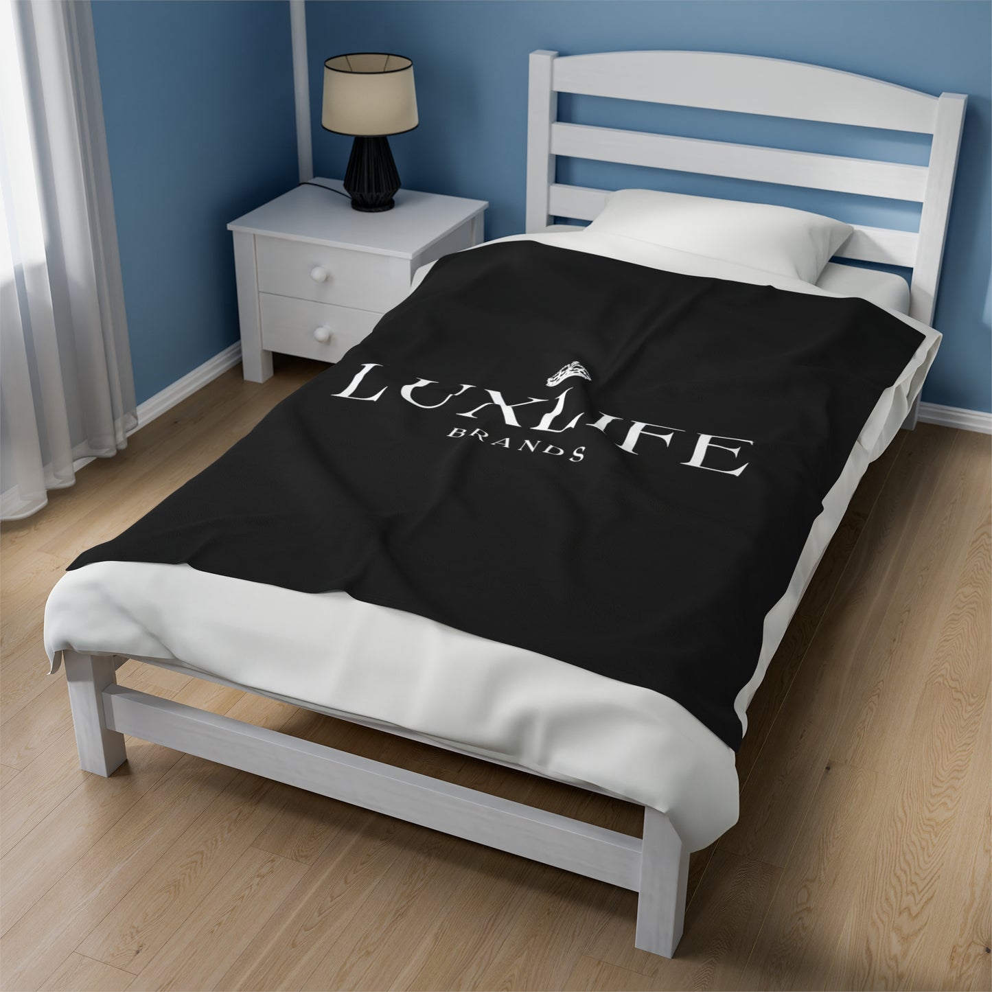 Luxlife Brands Black Velveteen Plush Blanket Printify