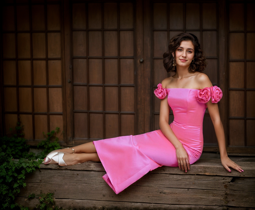 3D floral sleeves Off the shoulder ankle length sheath silky satin prom dress SelenaHuanStudio