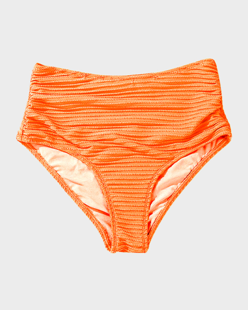 Textured Knot-Front High-Waisted Bikini Set SheCurve