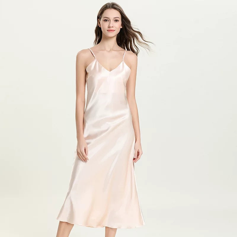 Silky Elegant Night Dress long Slips Multicolors - Tea length SelenaHuanStudio