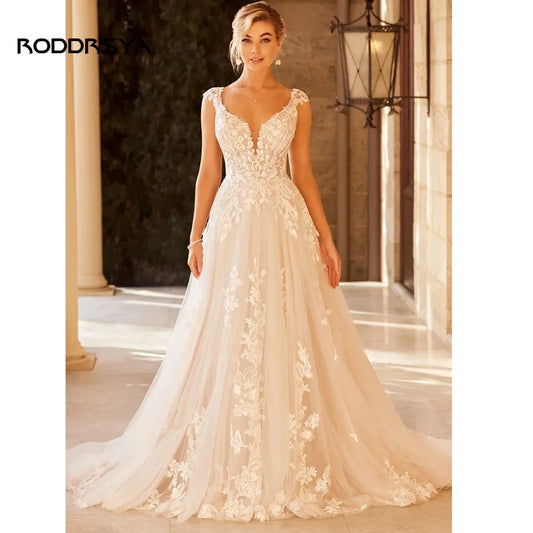 Wedding Dress Lace Applique Sweep Train - Custom Made LUXLIFE BRANDS