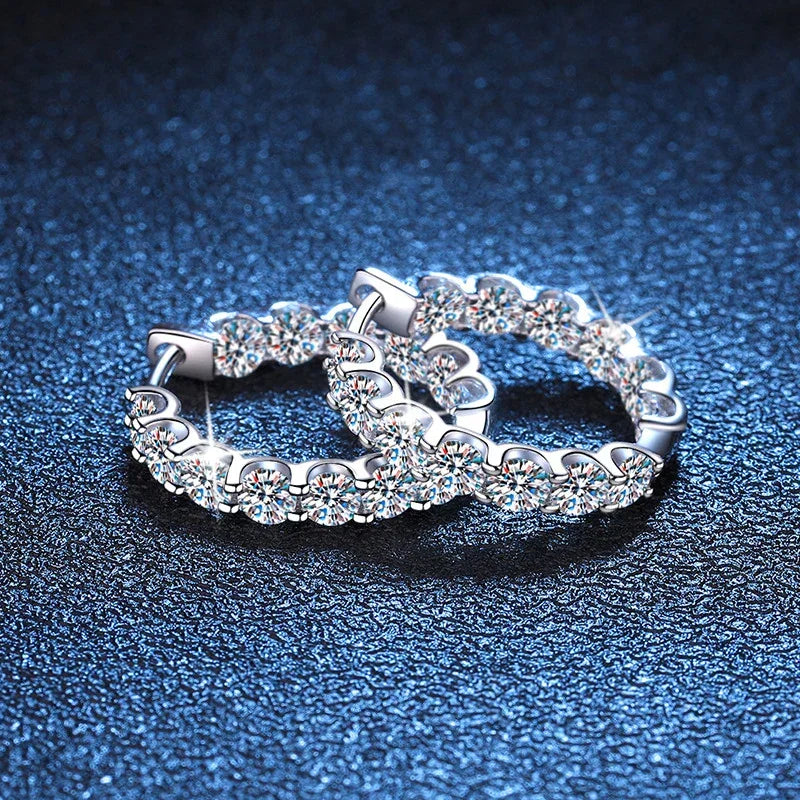 KNOBSPIN 2.6ct D Color Moissanite Earring 925 Sterling Sliver Plated White Gold Hoop Earring for Women Wedding Party Jewelry Luxlife Brands