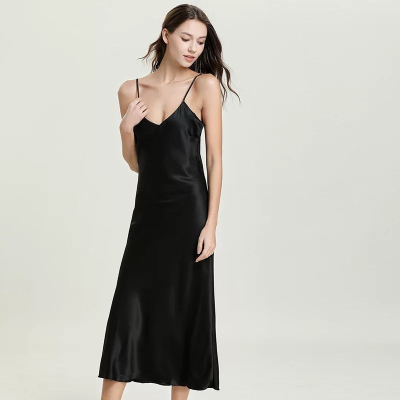 Silky Elegant Night Dress long Slips Multicolors - Tea length SelenaHuanStudio