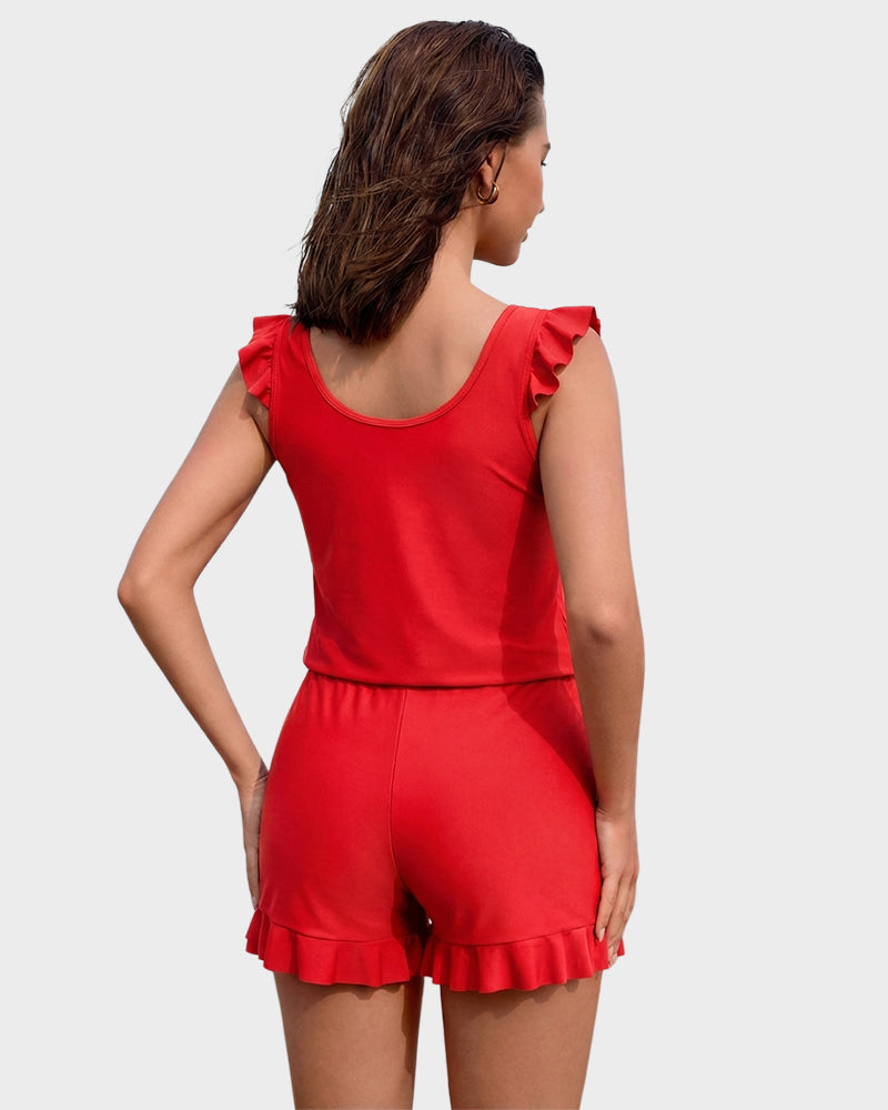 Built-in Bra Swim Romper SheCurve
