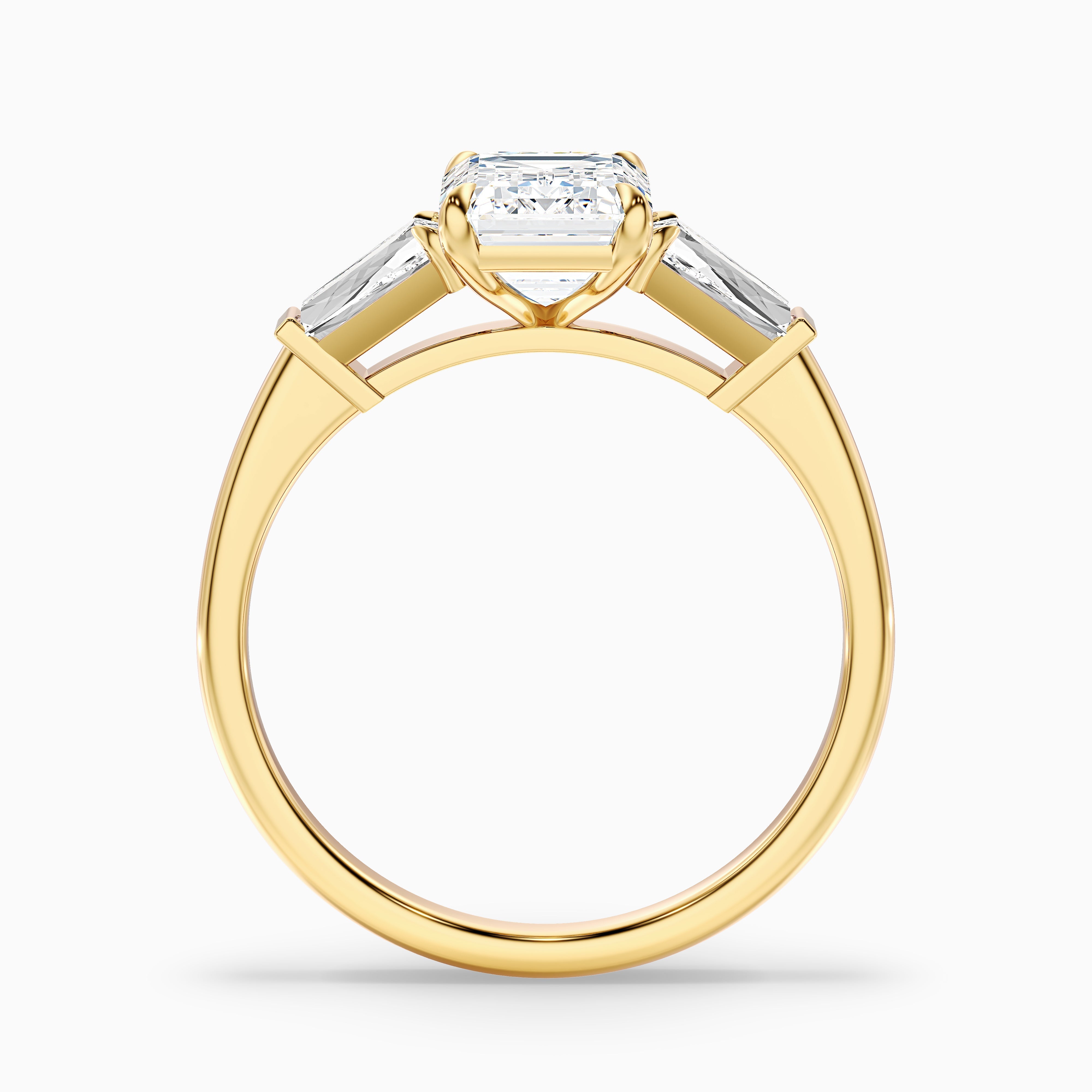Melania 2 Carat Emerald with Tapered Baguette Cut Lab Grown Engagement Ring in 14k White Gold