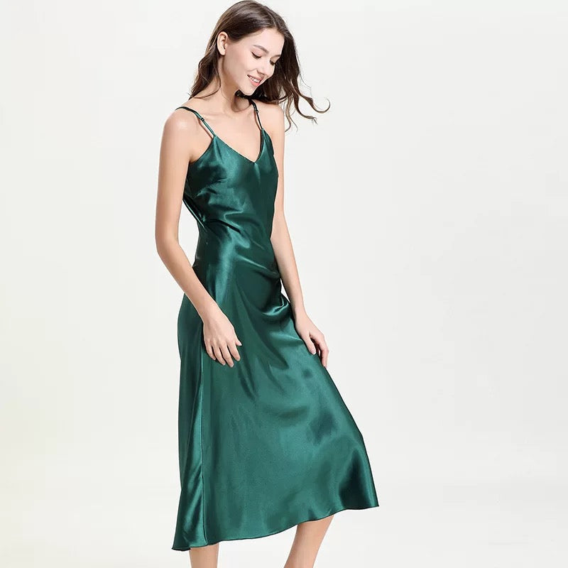 Silky Elegant Night Dress long Slips Multicolors - Tea length SelenaHuanStudio