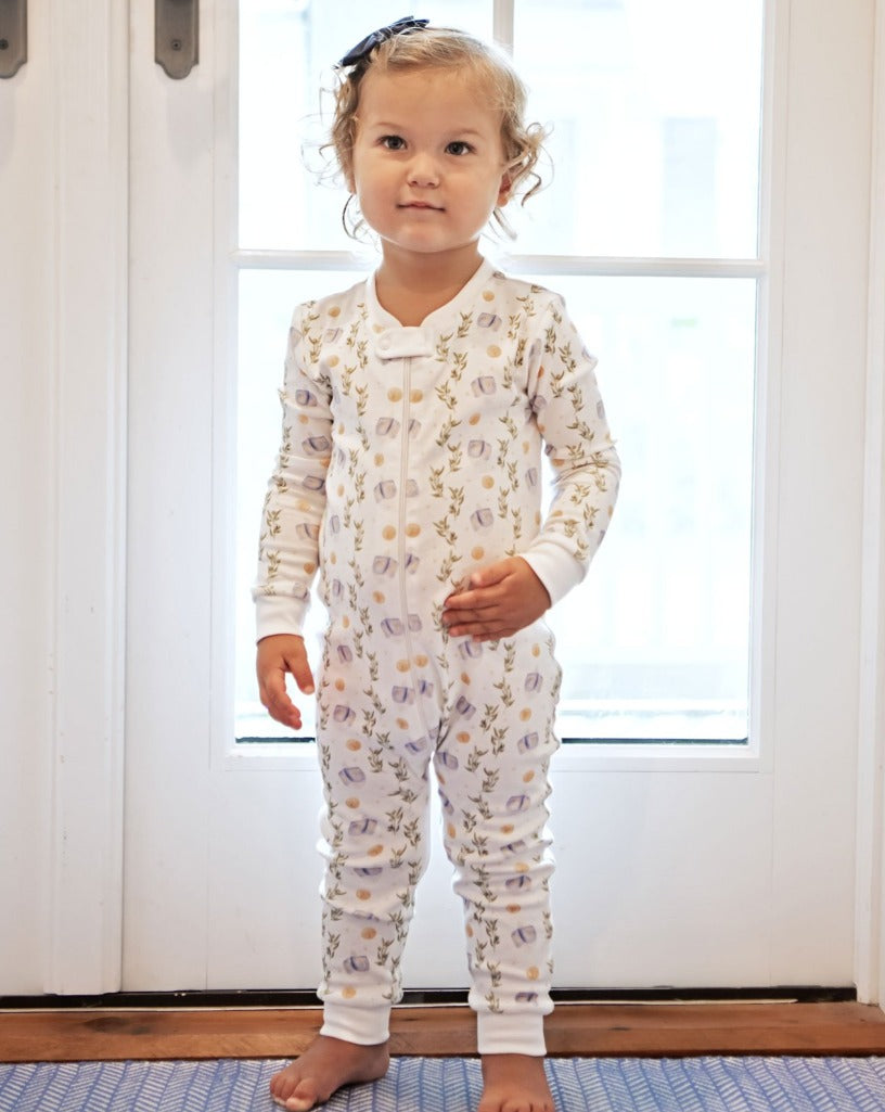 Dreaming of Dreidels Hanukkah Pima Cotton Zip Up Pajamas- FINAL SALE Smockingbird